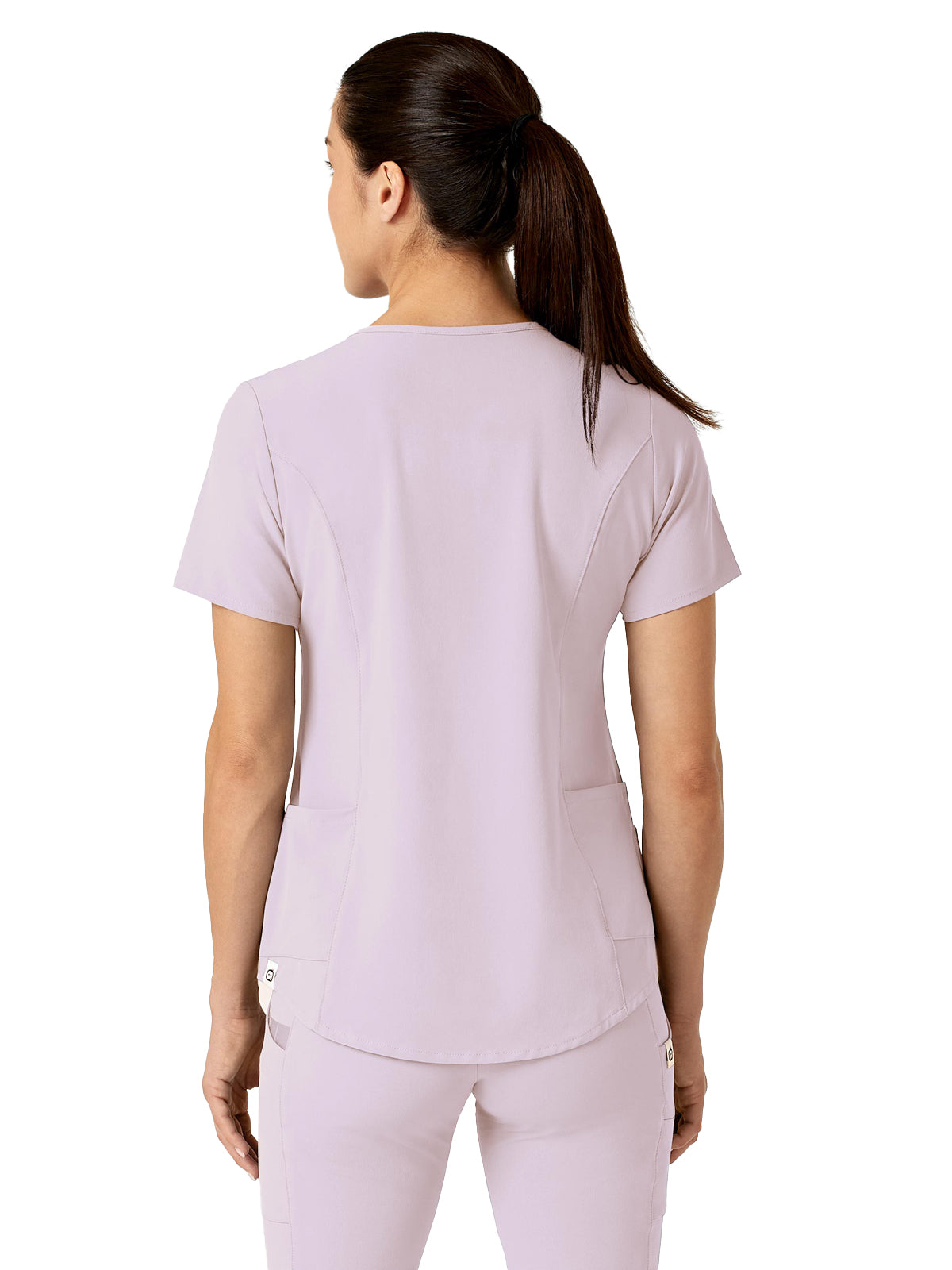 Women's Four-Pocket Hidden Zip V-Neck Top - 6234 - Pastel Lilac