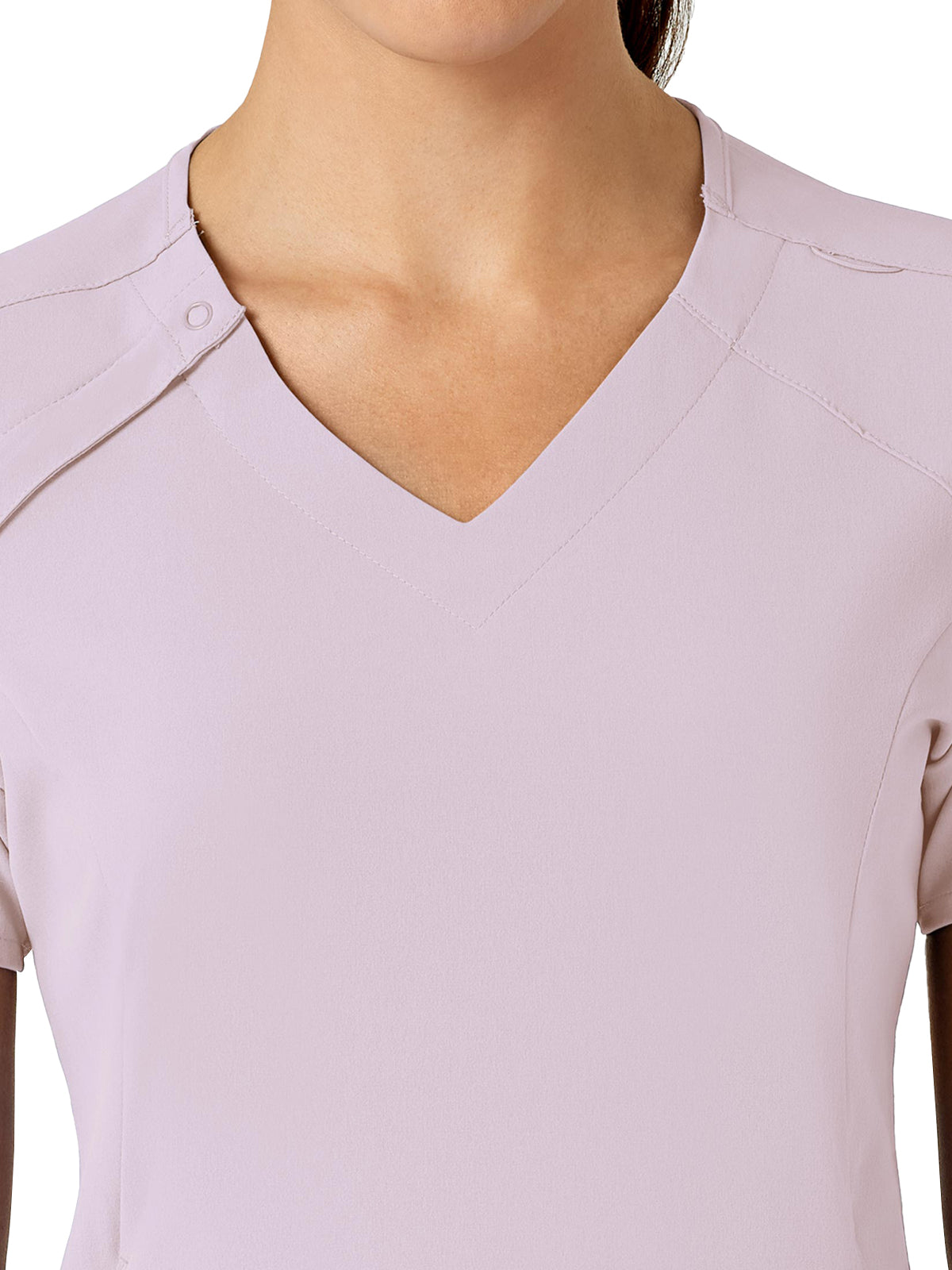 Women's Four-Pocket Hidden Zip V-Neck Top - 6234 - Pastel Lilac