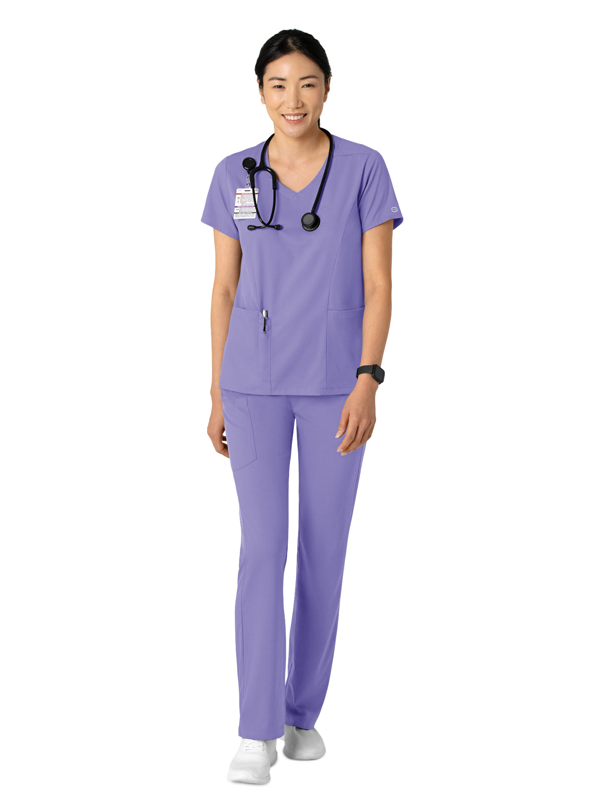 Women's 2-Pocket V-Neck Top - 6251 - Iris Purple