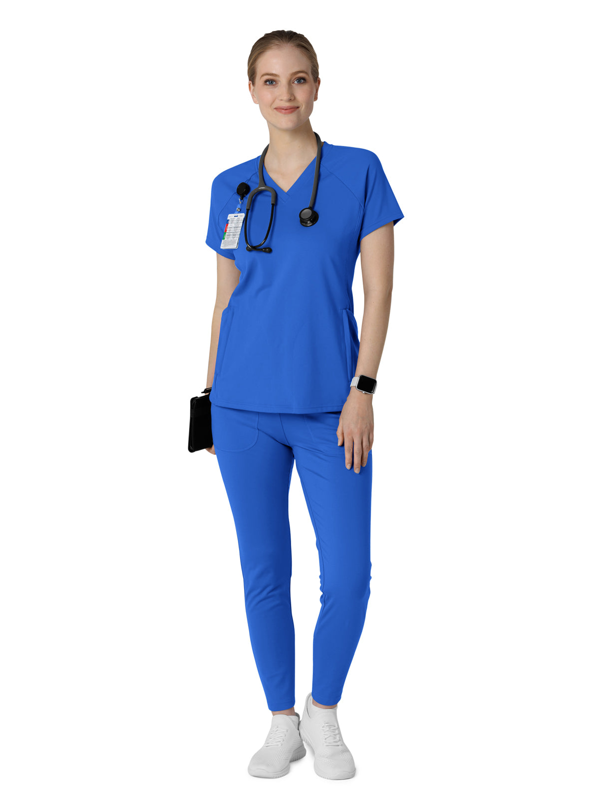 Women's Four-Pocket Flex-n-Reach V-Neck Raglan Top - 6259 - Royal