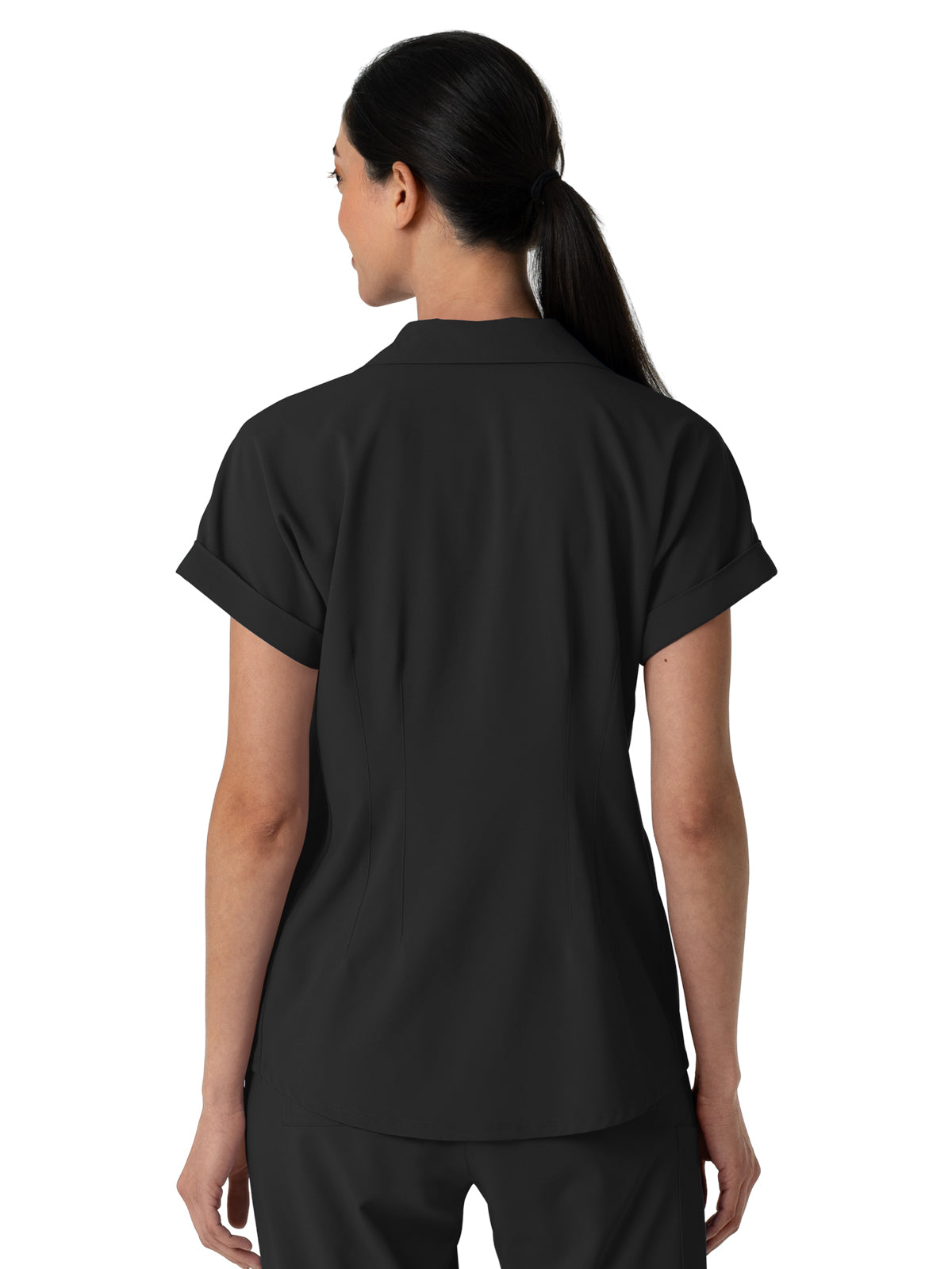 Women’s Two-Pocket Flex-n-Reach Collared Top - 6934 - Black