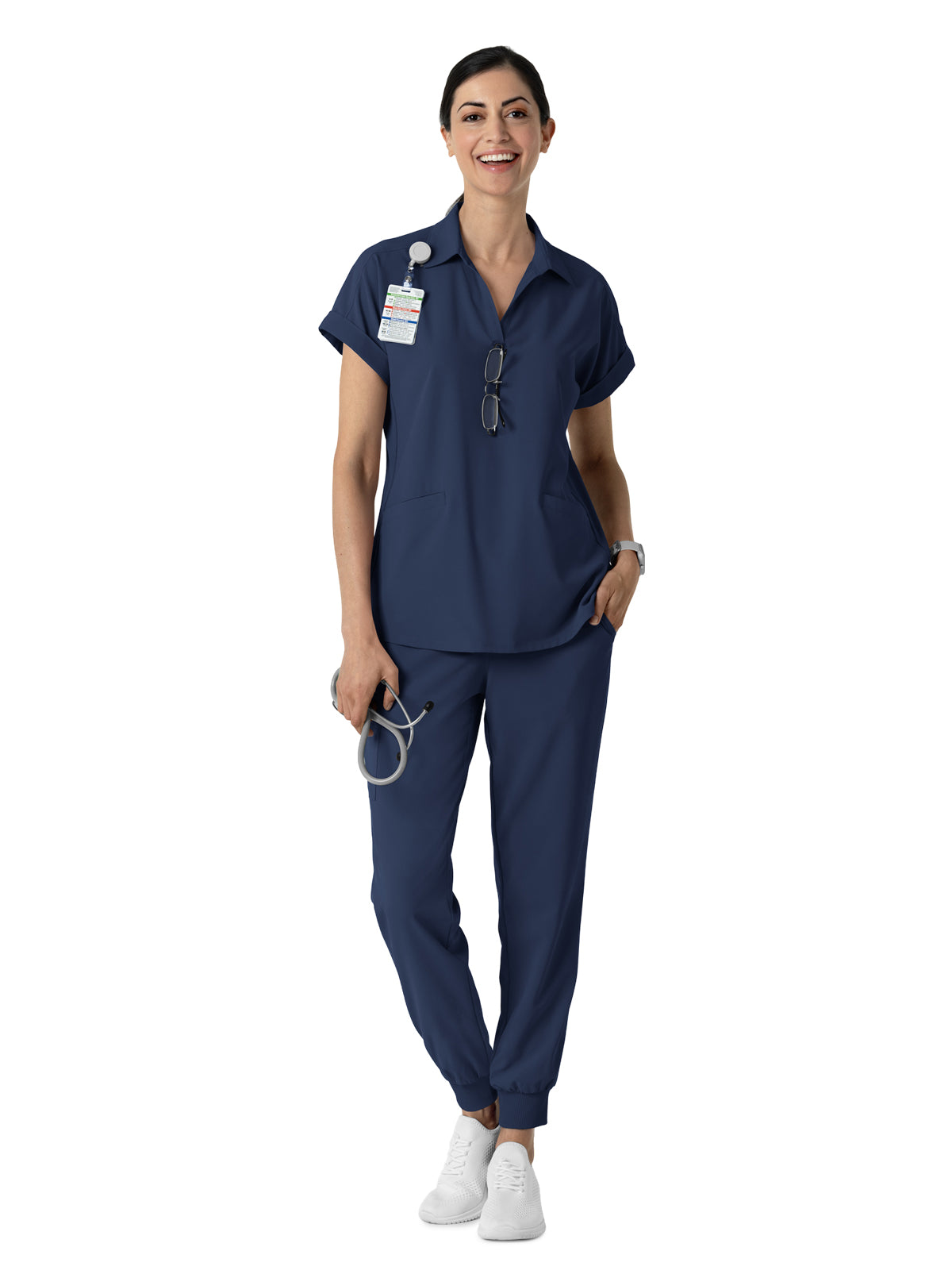 Women’s Two-Pocket Flex-n-Reach Collared Top - 6934 - Navy