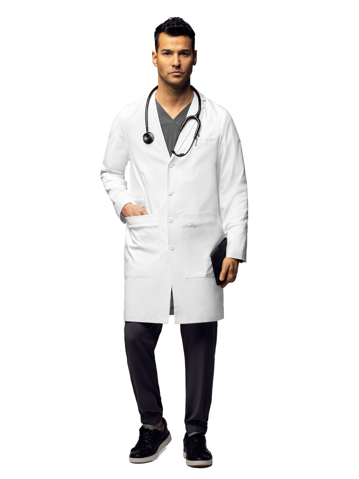 Men's Four-Pocket 38" Full-Length Lab Coat - 7372 - White