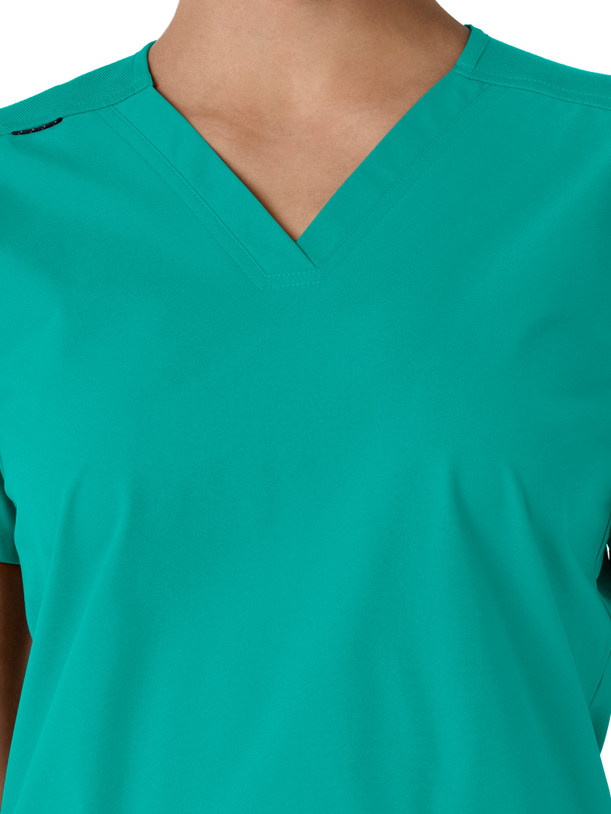 Women's Four-Pocket V-Neck Knit Panel Top - C12313 - Teal