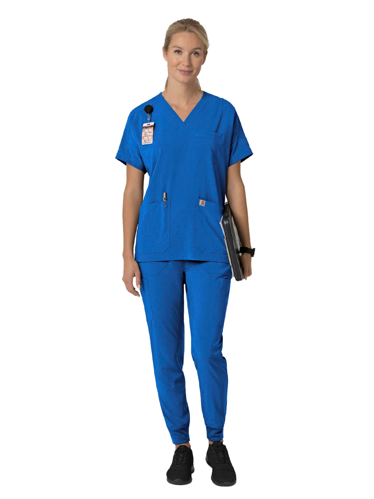 Women's Four-Pocket Oversized V-Neck Top - C13110 - Royal