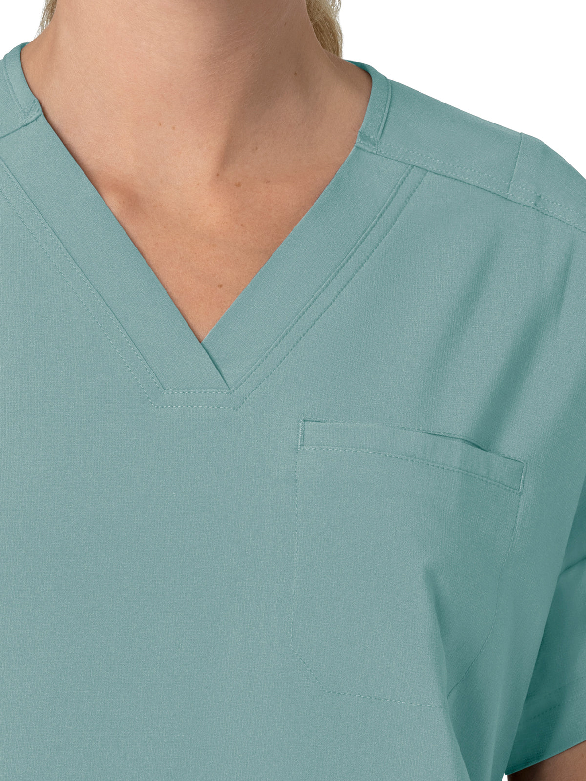 Women's Four-Pocket Oversized V-Neck Top - C13110 - Summer Blue