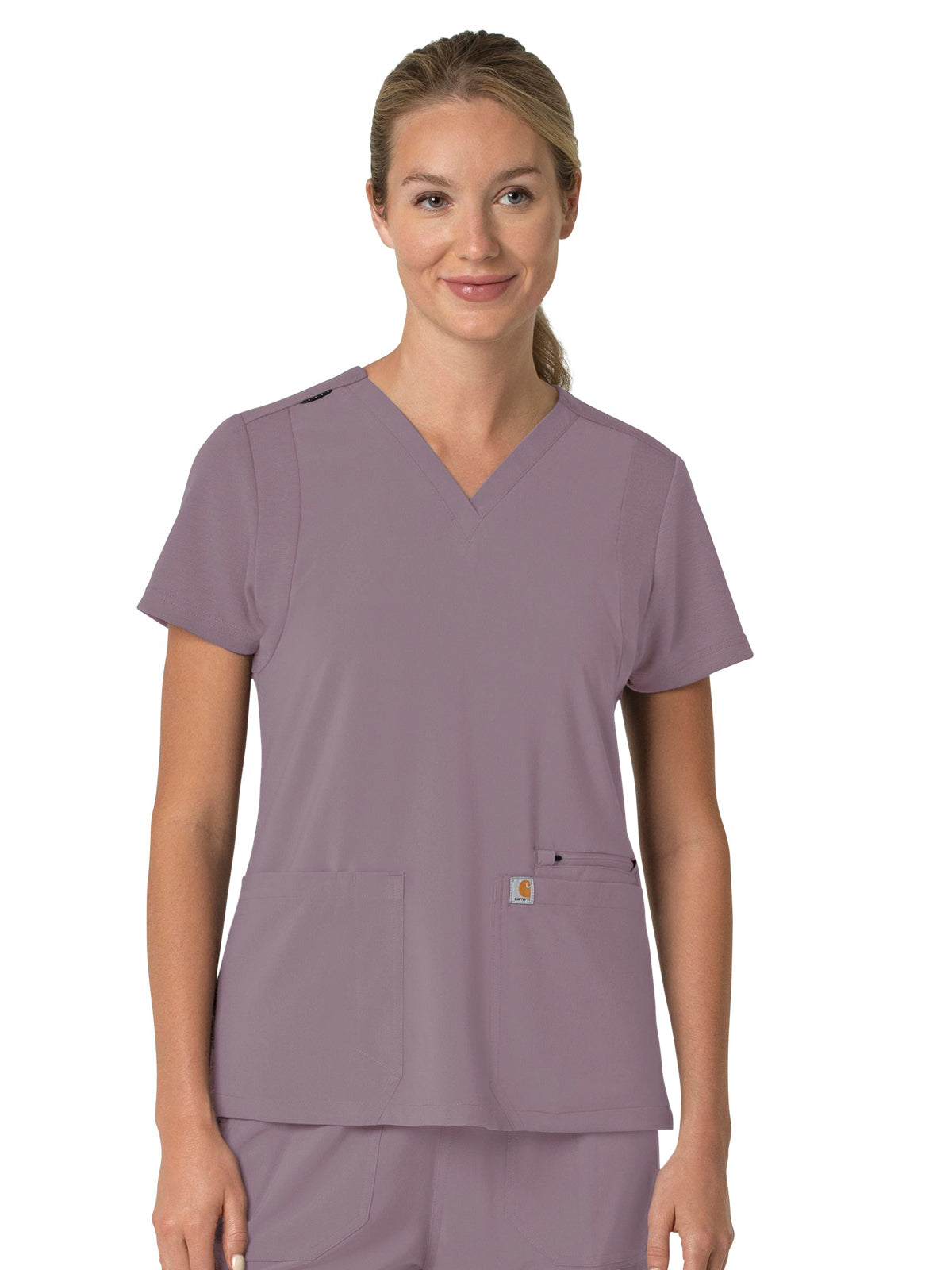 Women's Three-Pocket Flex Panel V-Neck Top - C13210 - Lavender Mist