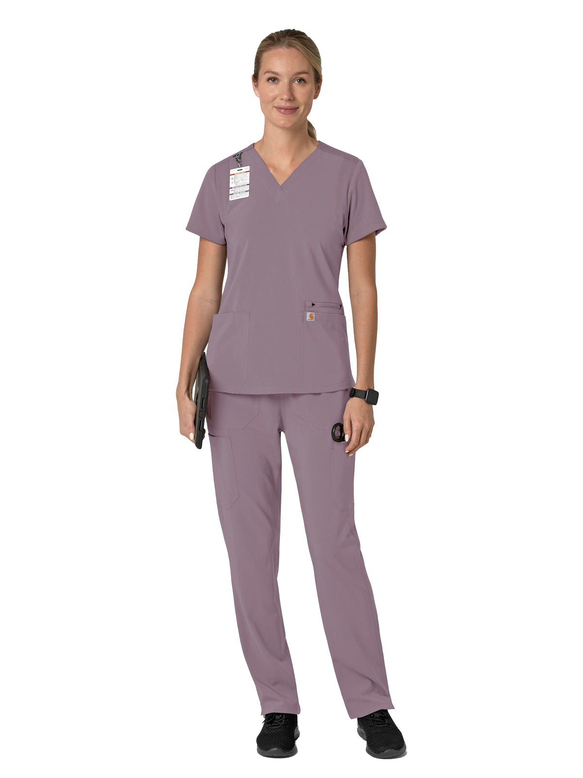Women's Three-Pocket Flex Panel V-Neck Top - C13210 - Lavender Mist
