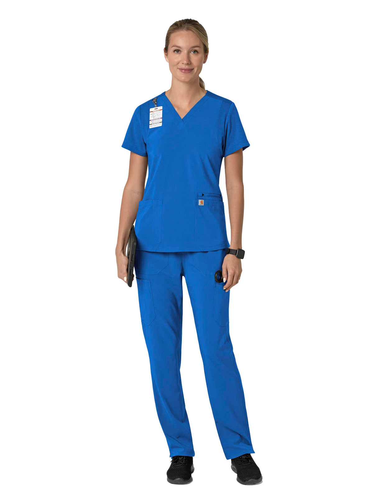 Women's Three-Pocket Flex Panel V-Neck Top - C13210 - Royal