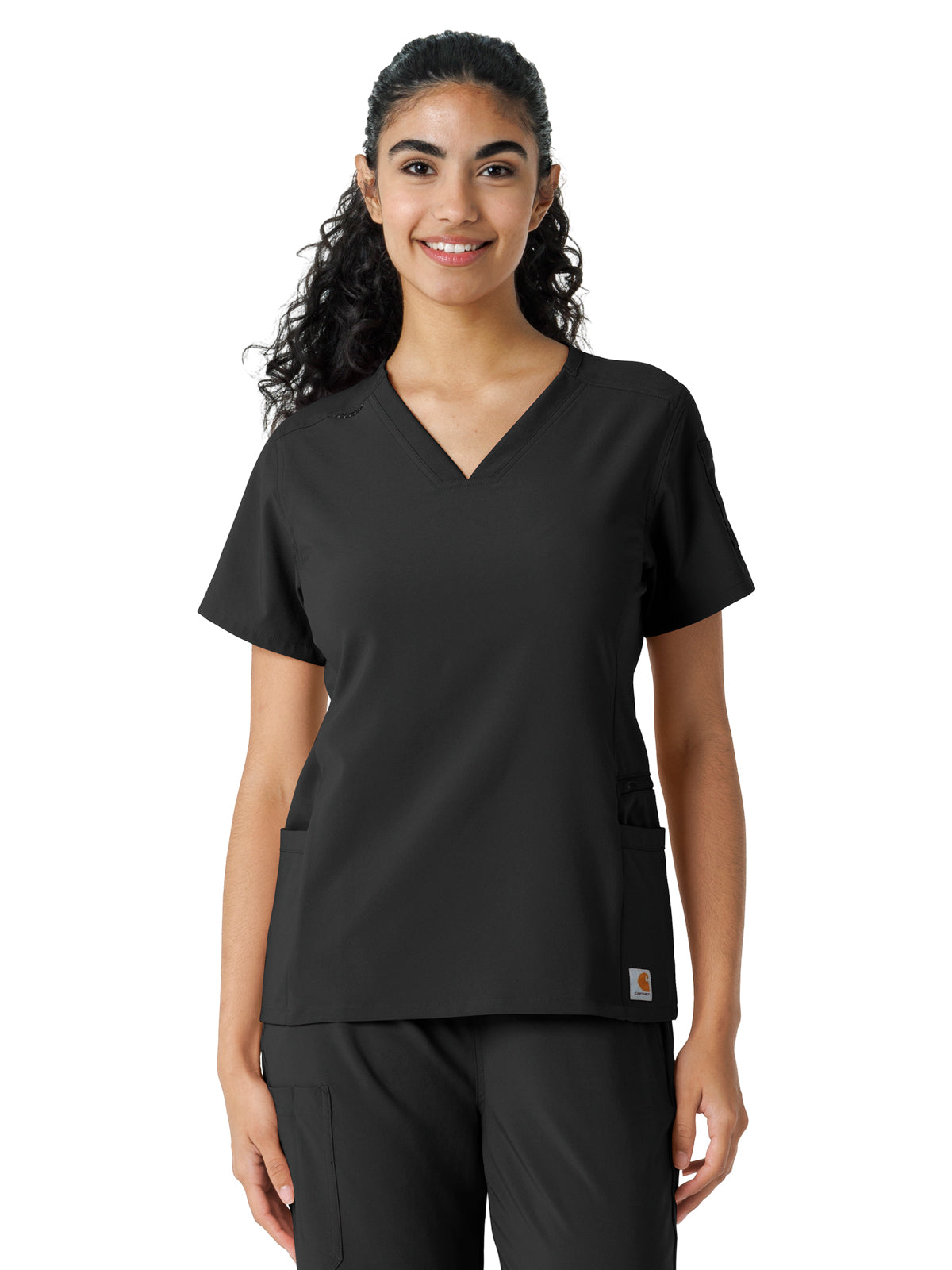 Women's Knit Panel Top - C13310 - Black