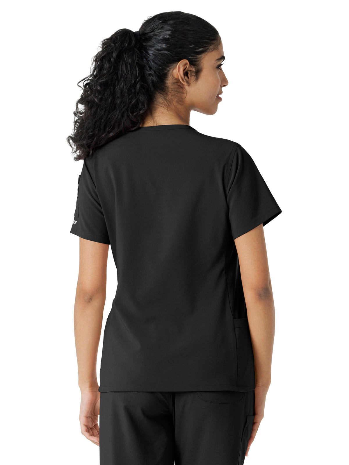 Women's Knit Panel Top - C13310 - Black