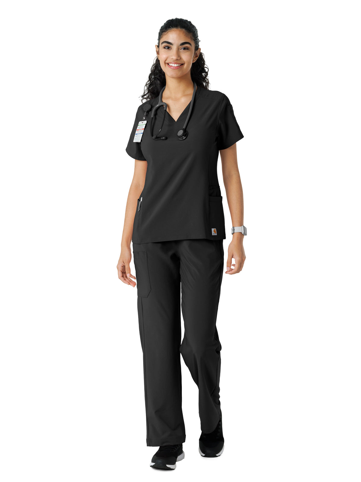 Women's Knit Panel Top - C13310 - Black