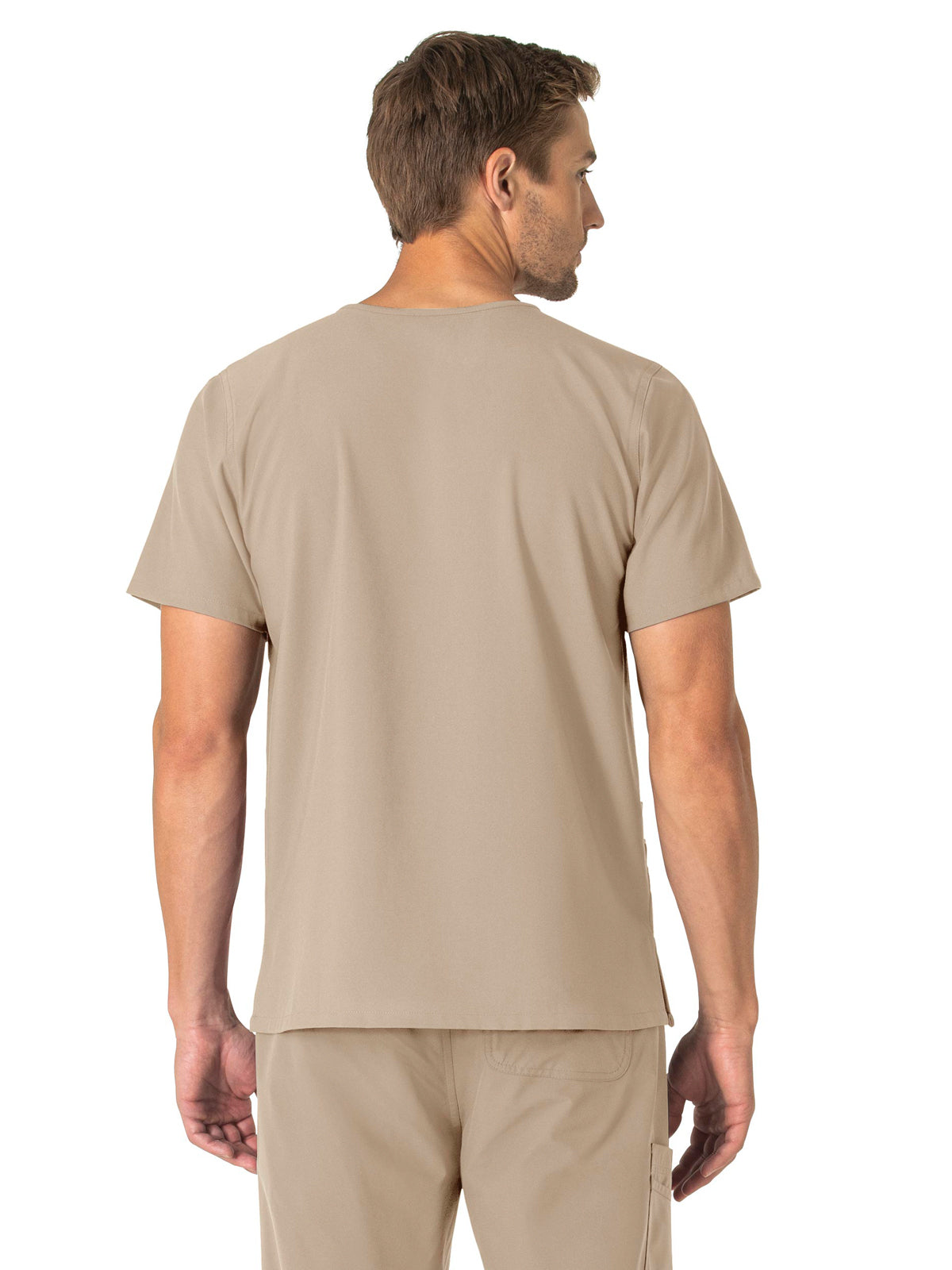 Unisex Seven-Pocket Modern Fit V-Neck Top - C15013 - Khaki