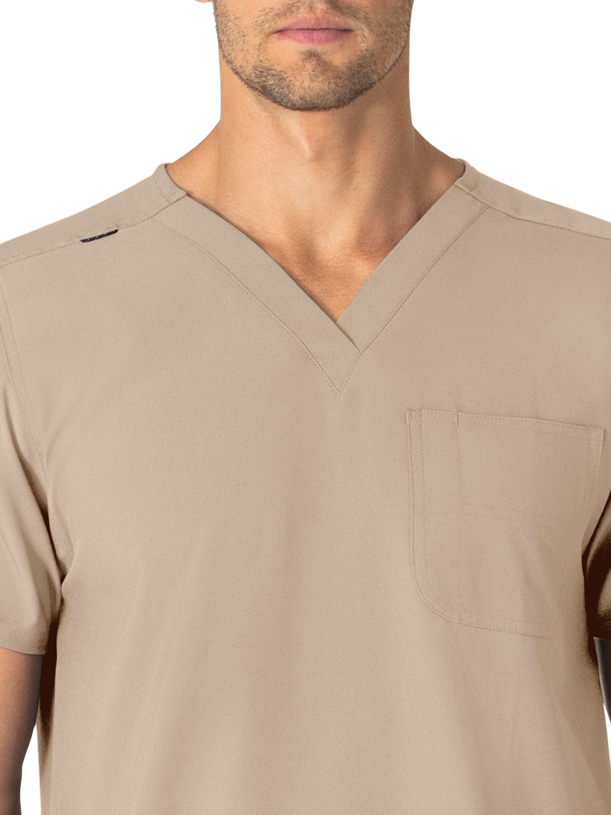 Unisex Seven-Pocket Modern Fit V-Neck Top - C15013 - Khaki