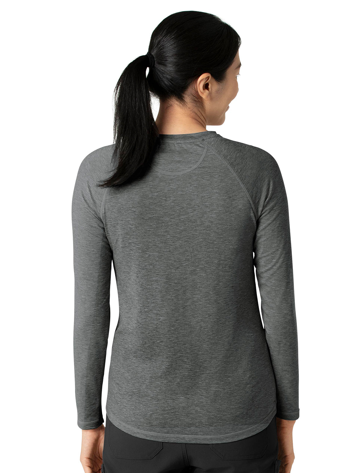 Women's Performance Long Sleeve Tee - C31009 - Pewter Heather