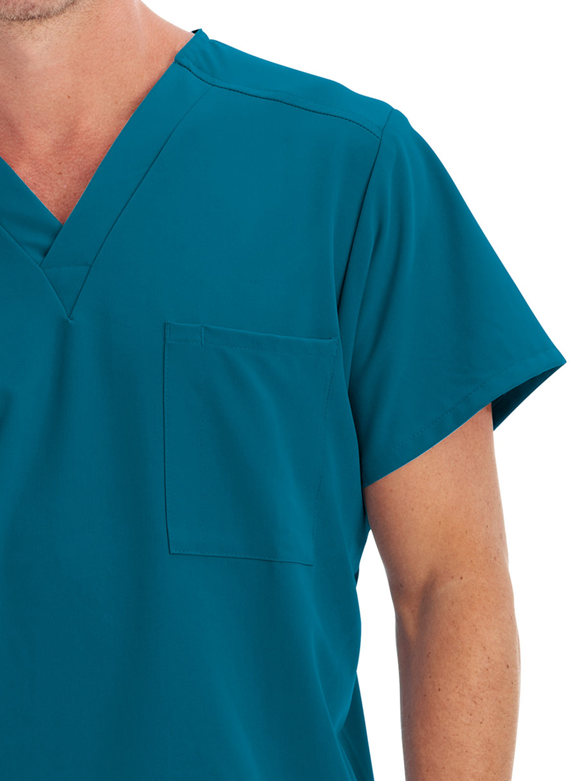 Unisex 1-Pocket V-Neck Top - 2200 - Caribbean Blue