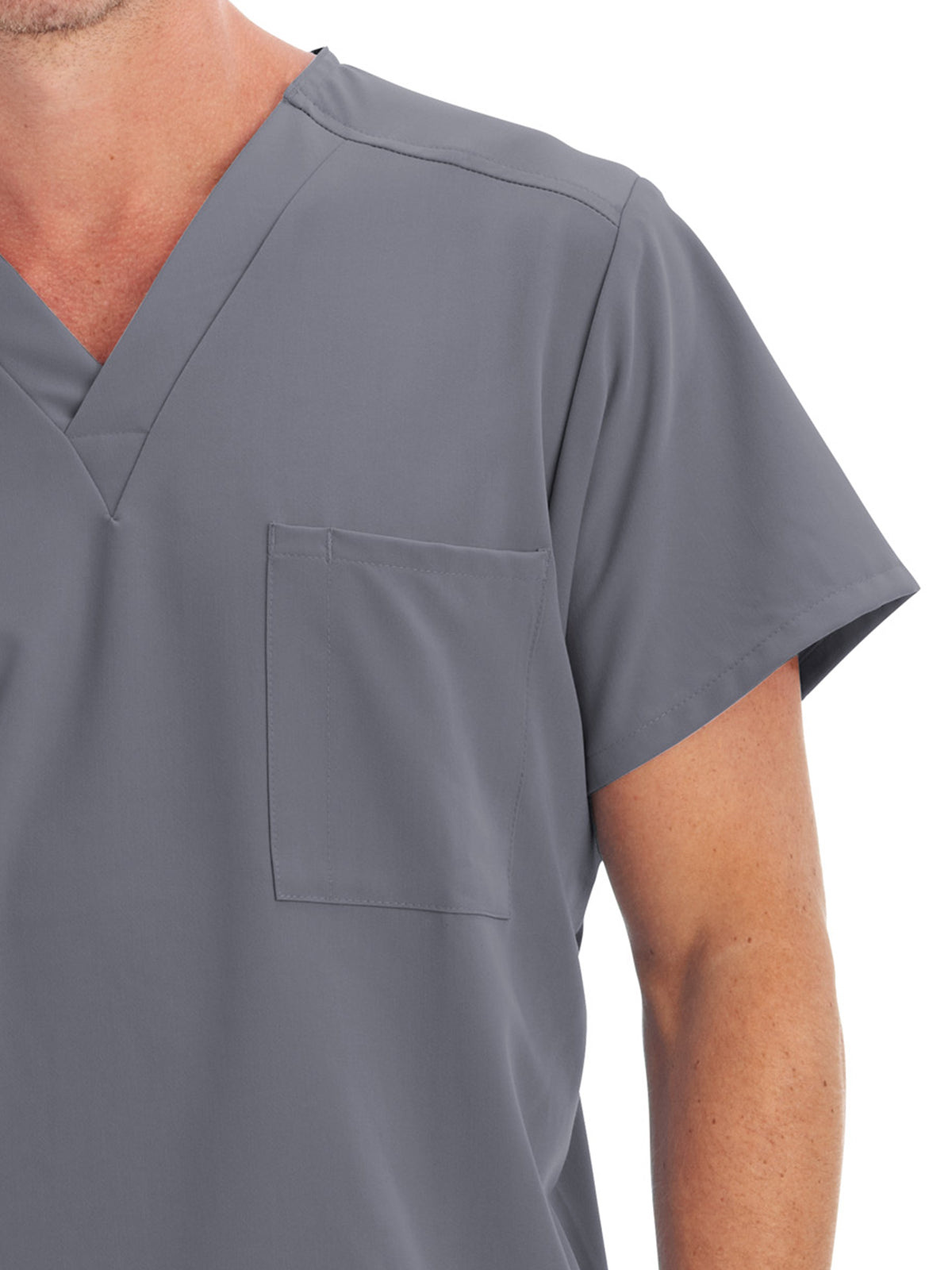 Unisex 1-Pocket V-Neck Top - 2200 - Pewter