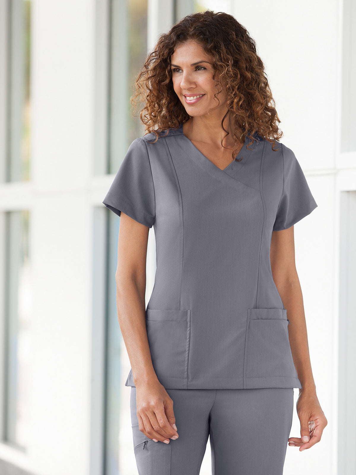 Women's 5-Pocket Mock Wrap Top - 2306 - Pewter