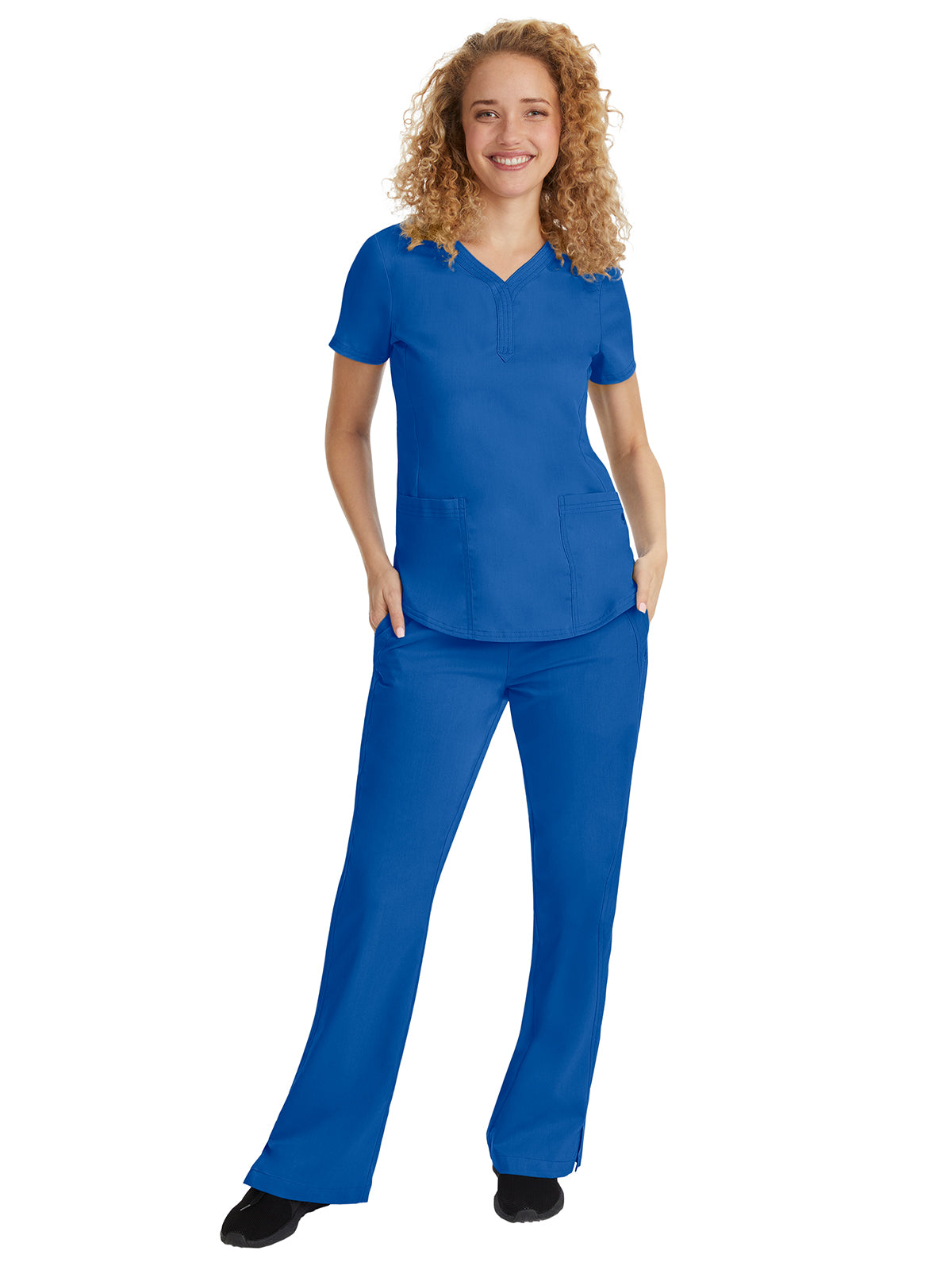 Women's 2-Pocket Jane Triple-Needle Stitching Top - 2167 - Royal