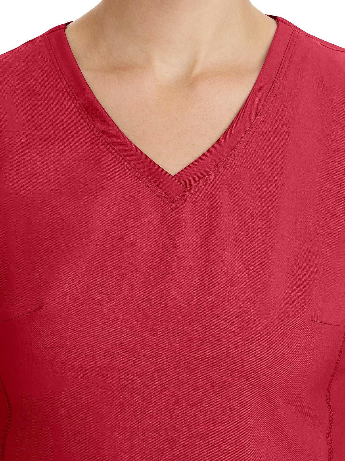 Women's 2-Pocket Juliet Stylish V-Neck Top - 2245 - Red