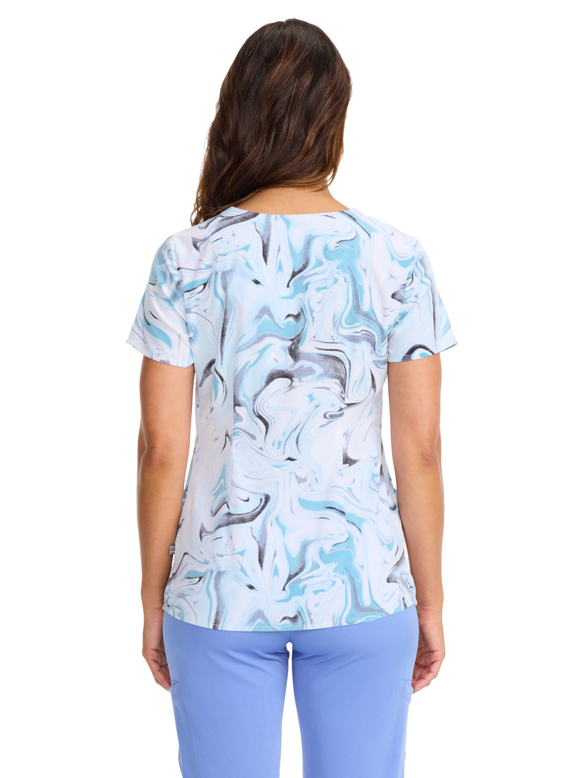 Women's V-Neck Print Top - 2266 - Washed Marble