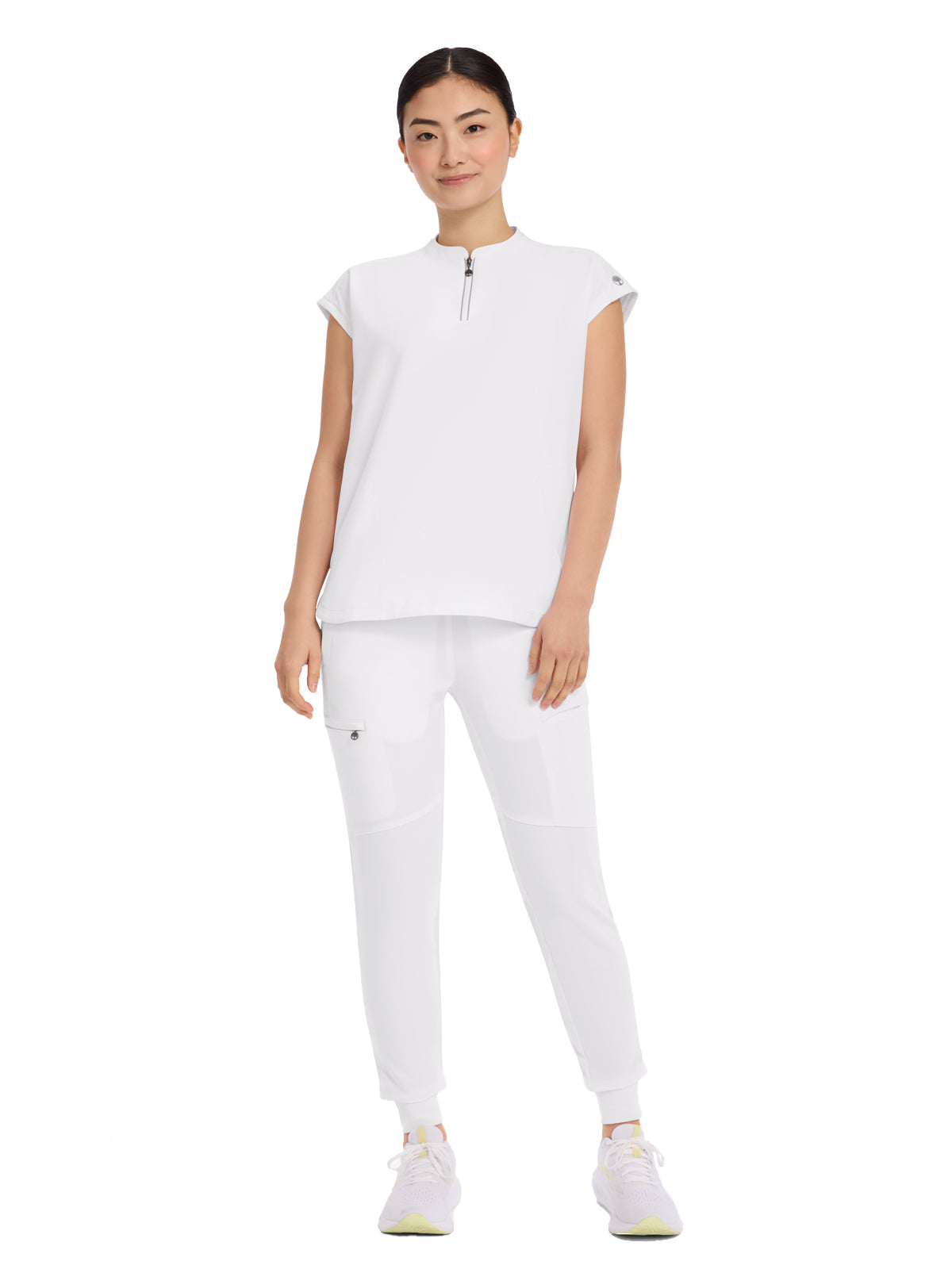 Women's 2-Pocket Sandy Mandarin Collar Top - 2286 - White
