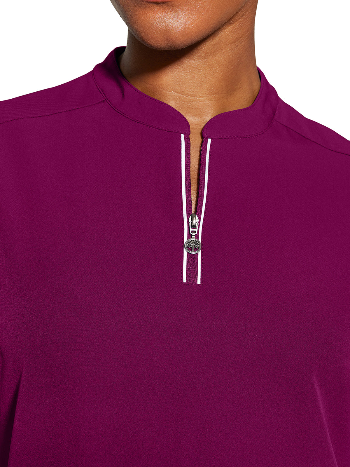 Women's 2-Pocket Sandy Mandarin Collar Top - 2286 - Wine