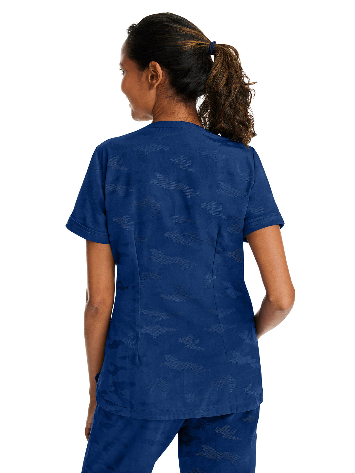 Women's 2-Pocket Joy Camo V-Neck Top - 2353 - Navy
