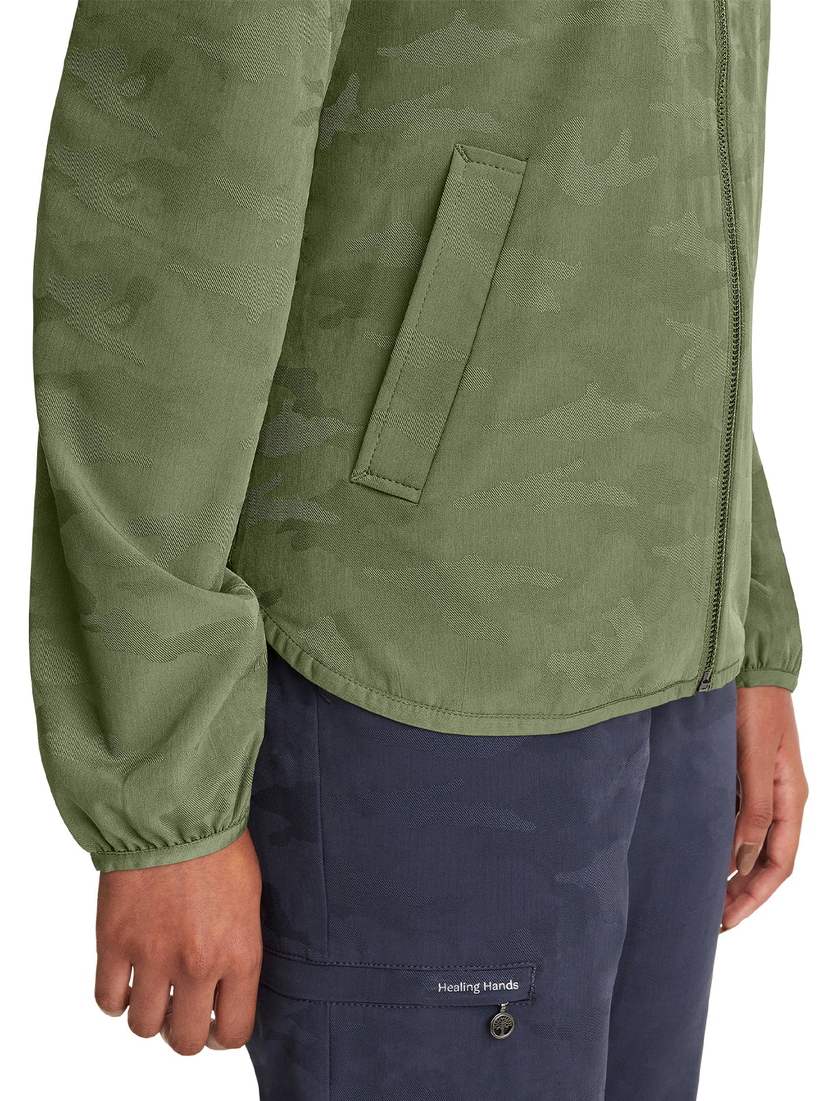 Women's 3-Pocket Destini Camo Zipper Front Jacket - 5030 - Olive