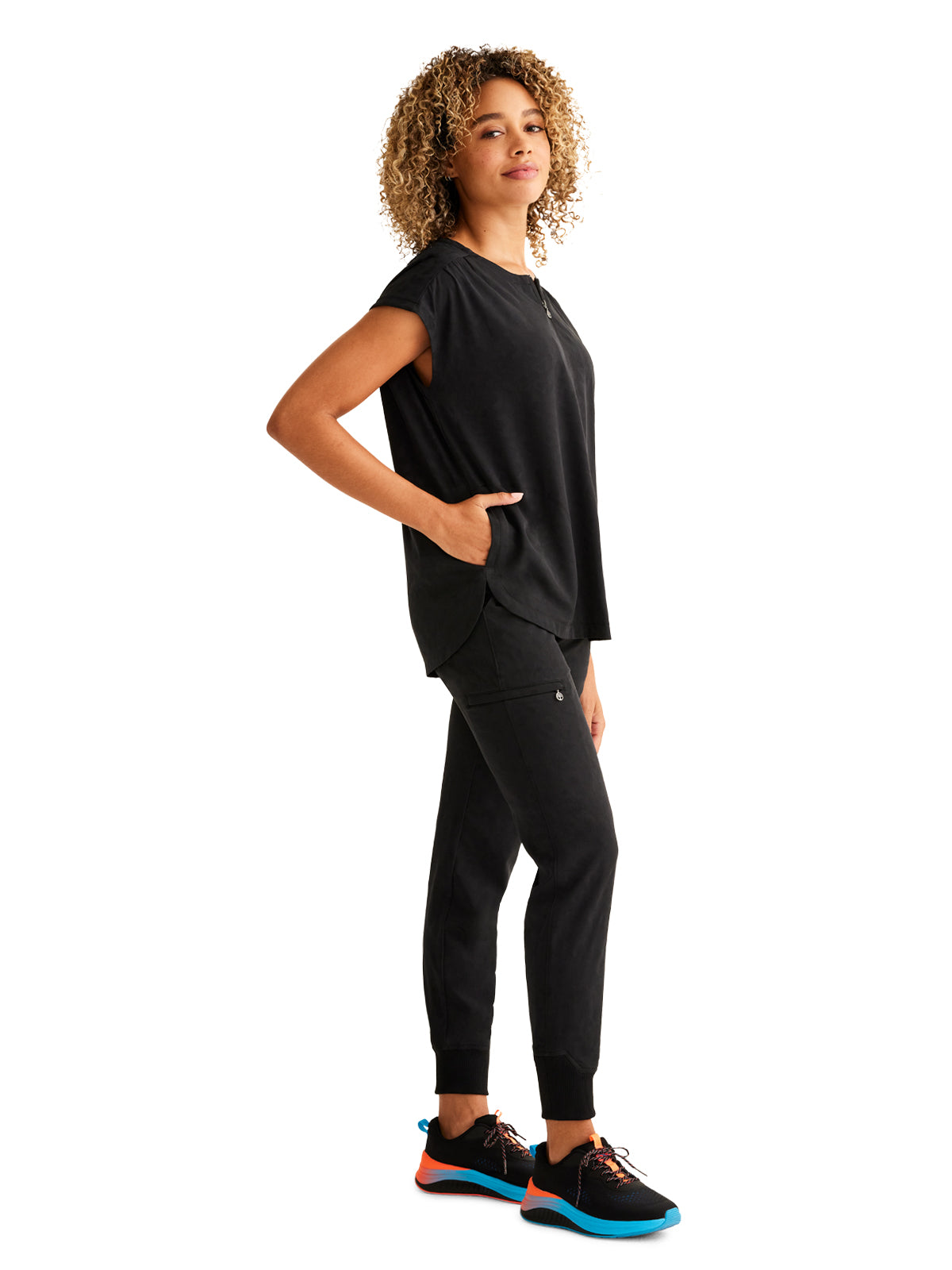 Women's 2-Pocket Jayden Camo Top - 602 - Black