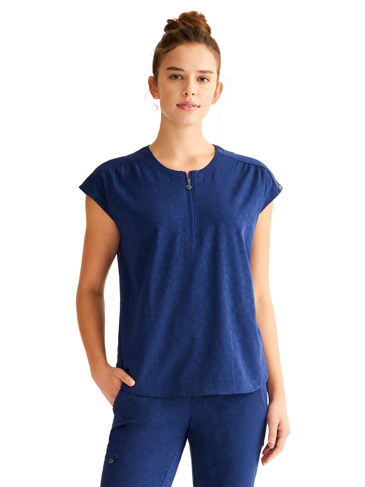 Women's 2-Pocket Jayden Camo Top - 602 - Navy