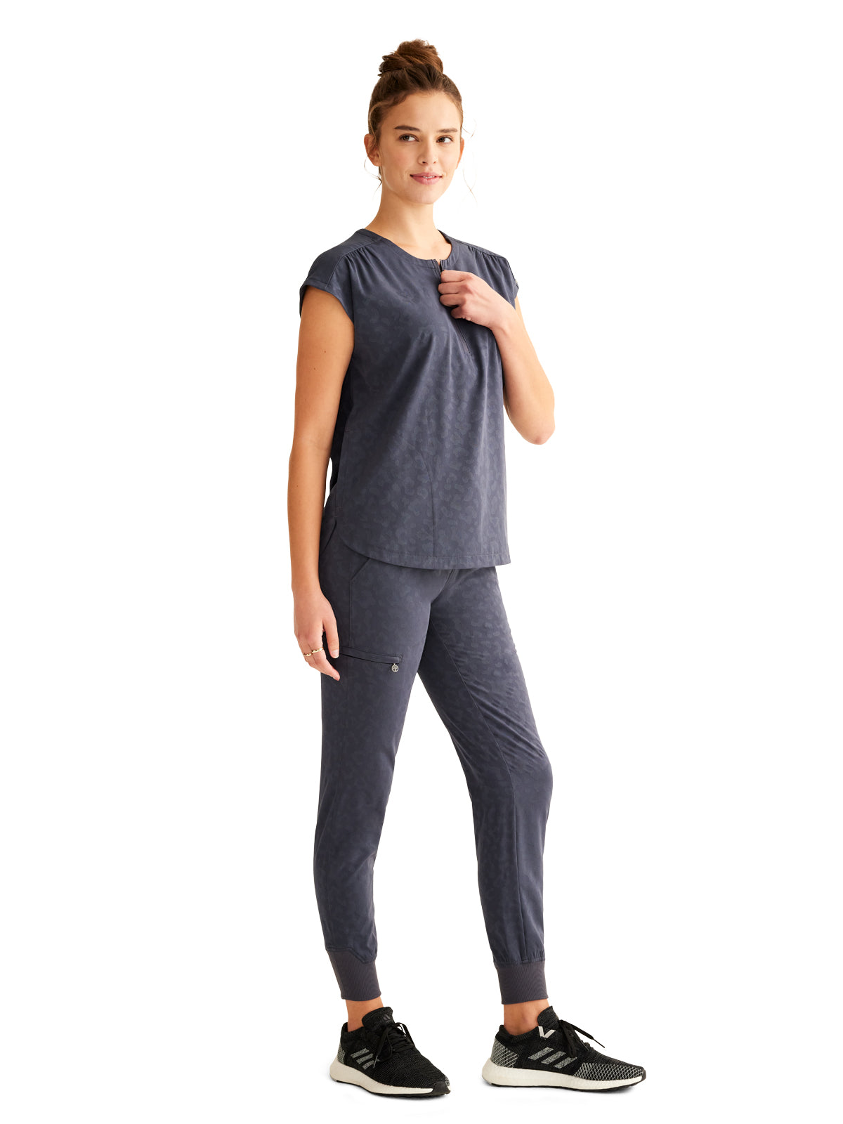 Women's 2-Pocket Jayden Camo Top - 602 - Pewter