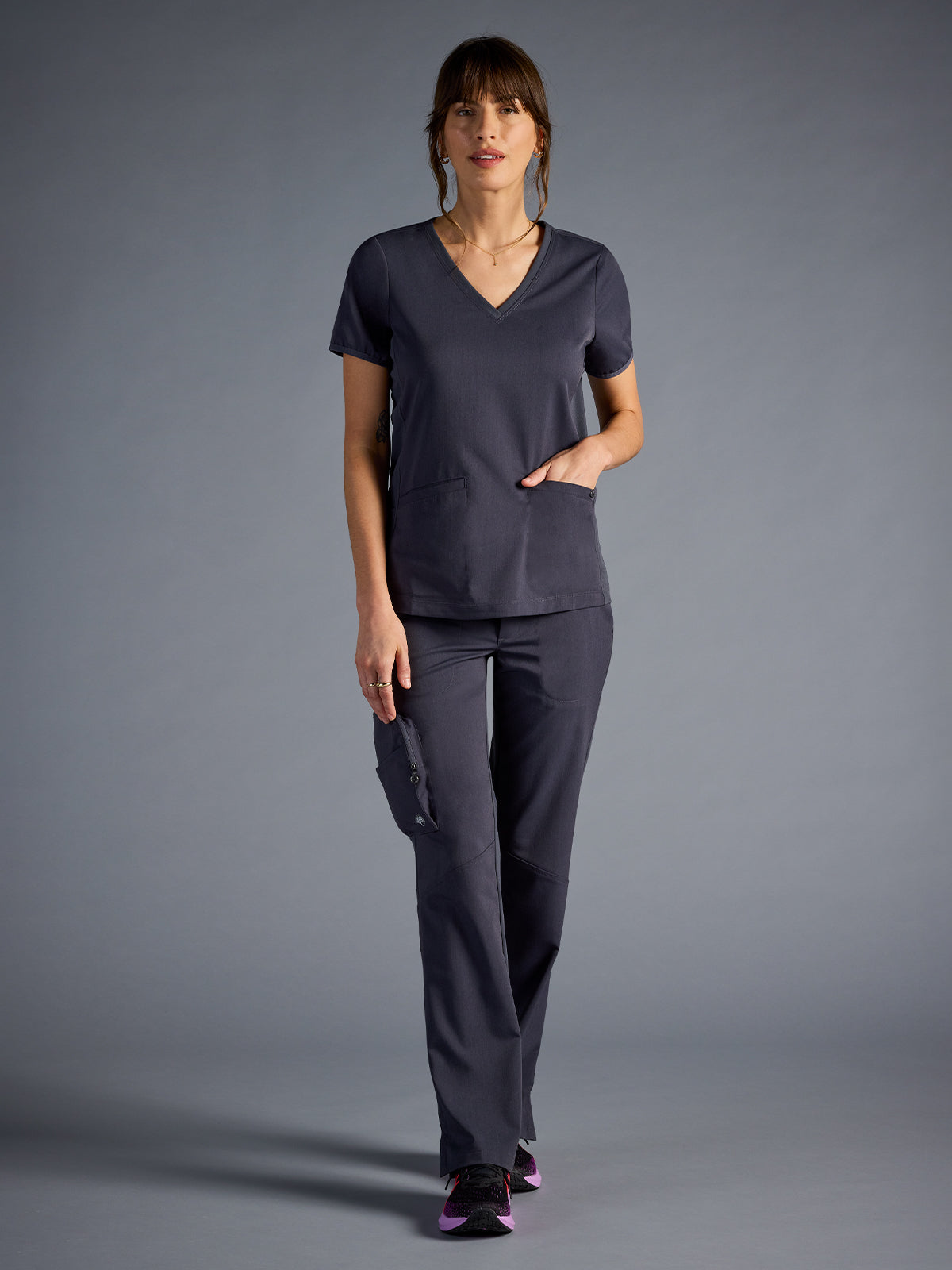 Women's Vivian V-Neck Top - 604A - DPewter