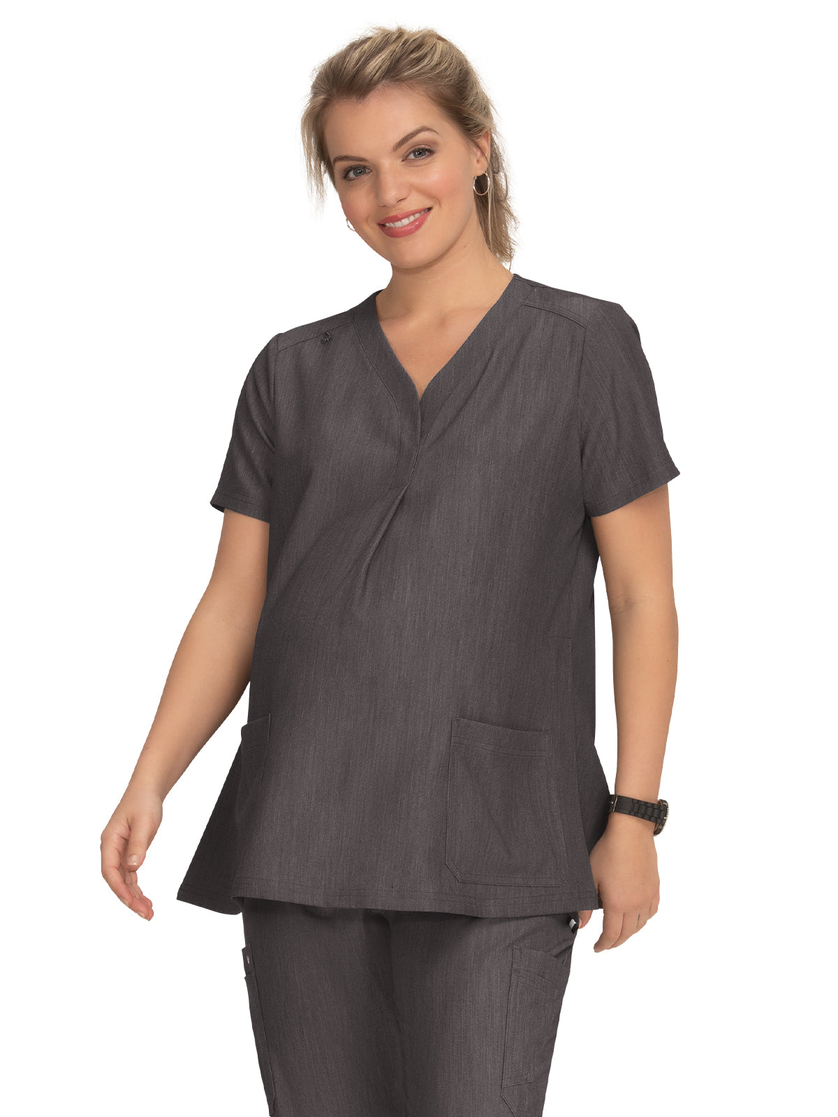 Women's 2-Pocket Maternity Onboard Top - 1073 - Heather Grey