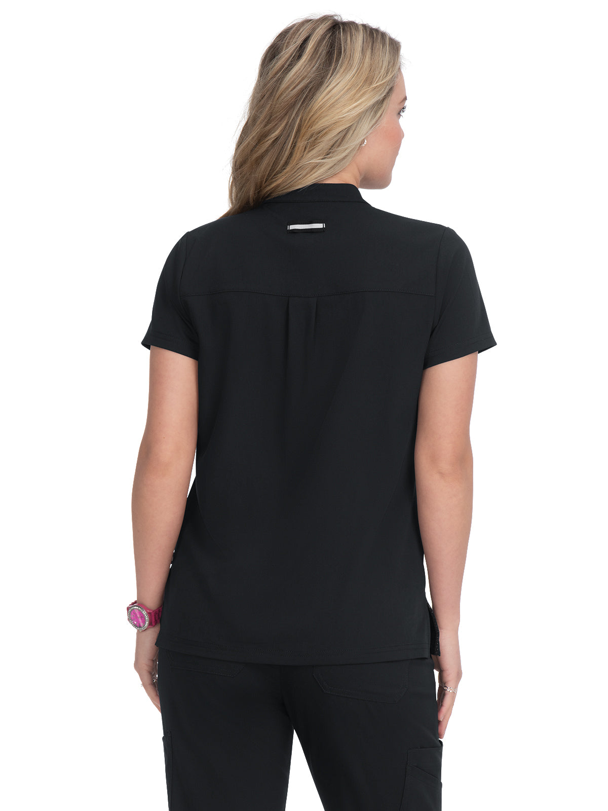 Women's 4-Pocket Zipper-Neck Mandarin Collar Driven Top - 1081 - Black