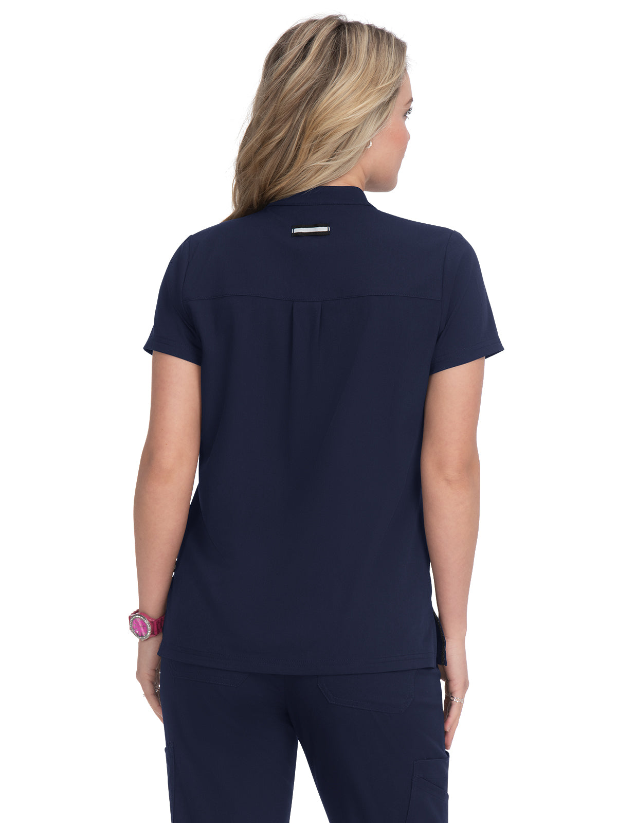Women's 4-Pocket Zipper-Neck Mandarin Collar Driven Top - 1081 - Navy