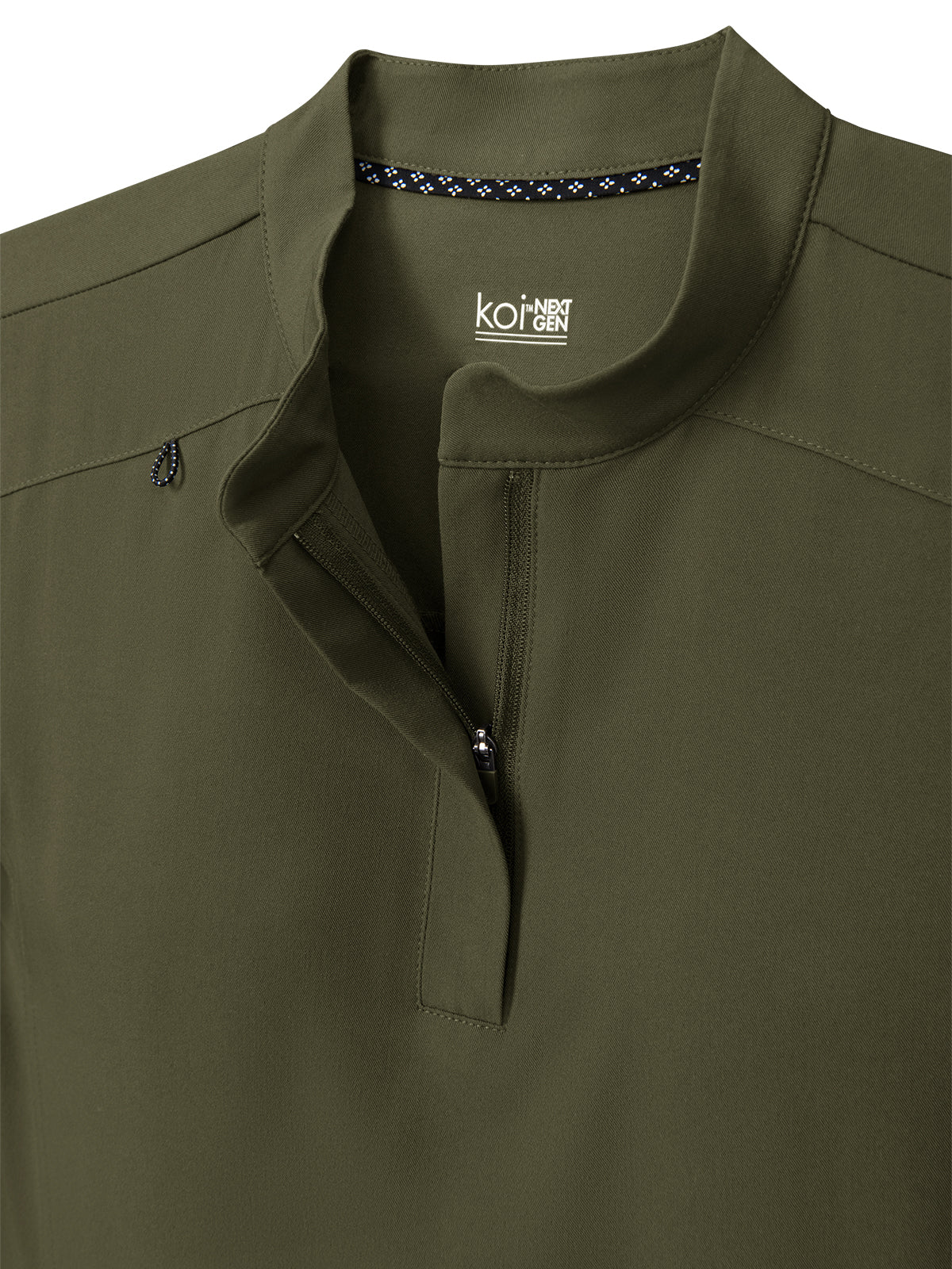 Women's 4-Pocket Zipper-Neck Mandarin Collar Driven Top - 1081 - Olive Green
