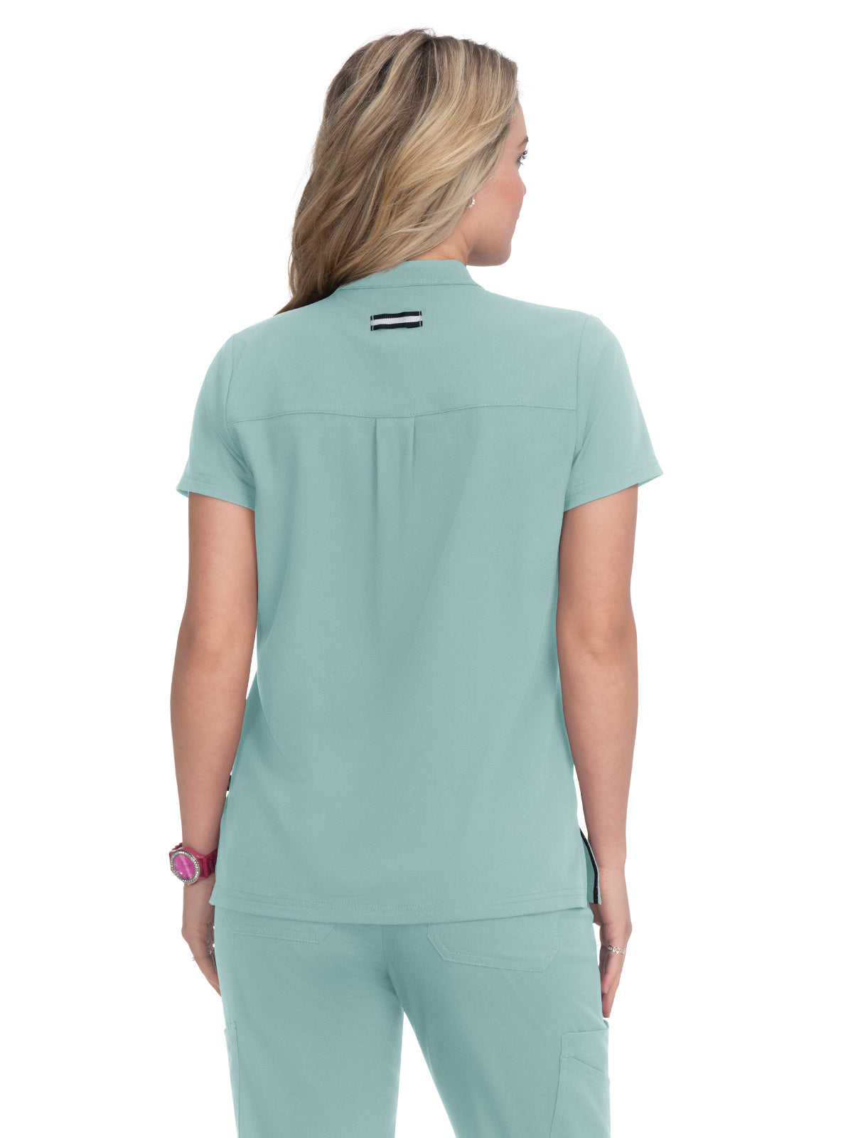 Women's 4-Pocket Zipper-Neck Mandarin Collar Driven Top - 1081 - Sage