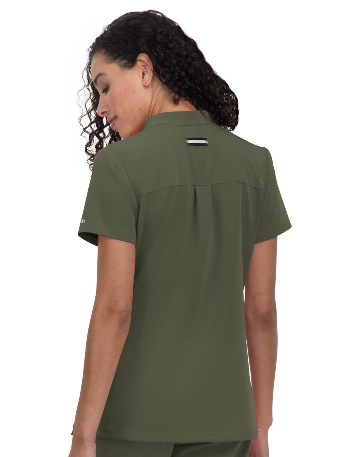Women's 4-Pocket Zipper-Neck Mandarin Collar Driven Top - 1081 - Heather Olive