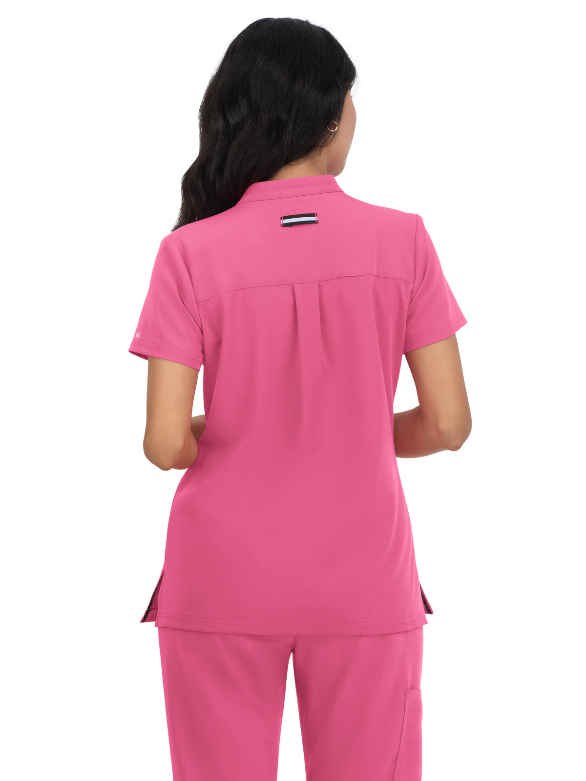 Women's 4-Pocket Zipper-Neck Mandarin Collar Driven Top - 1081 - Geranium