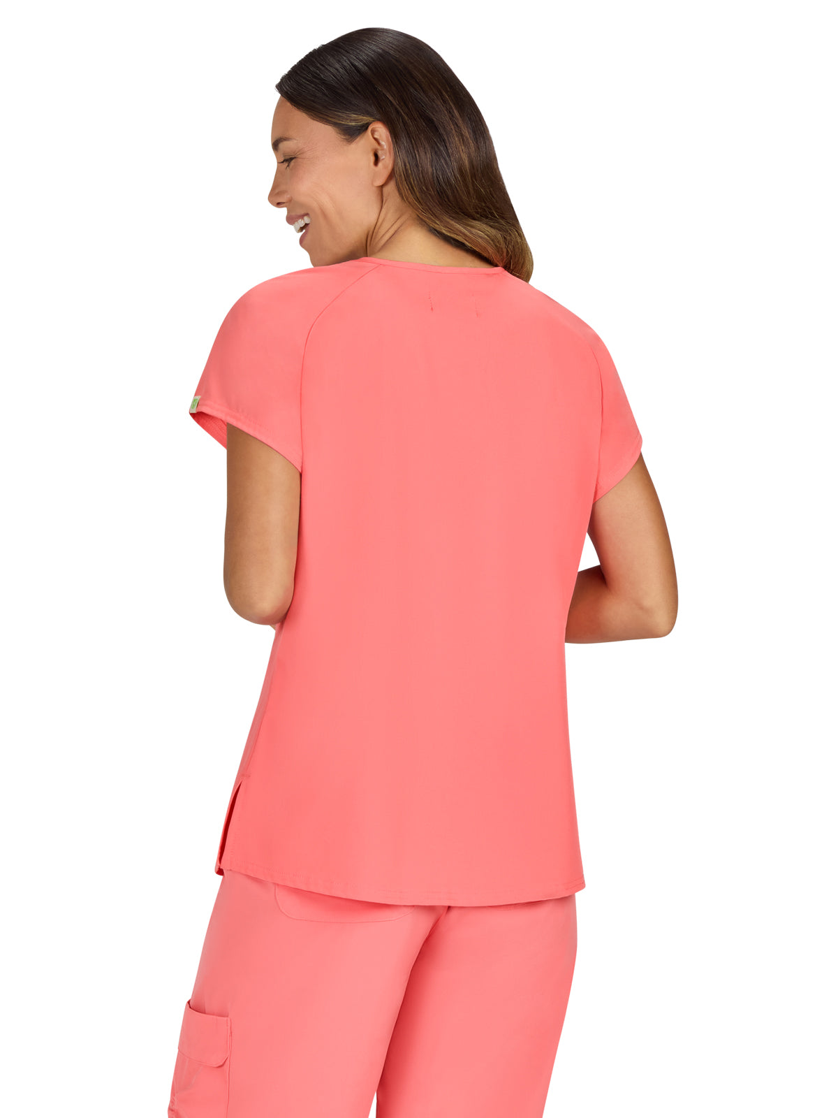 Women's 1-Pocket Heart-Shaped Neckline Eco-Friendly Kailani Top - 1118 - Sunset Coral