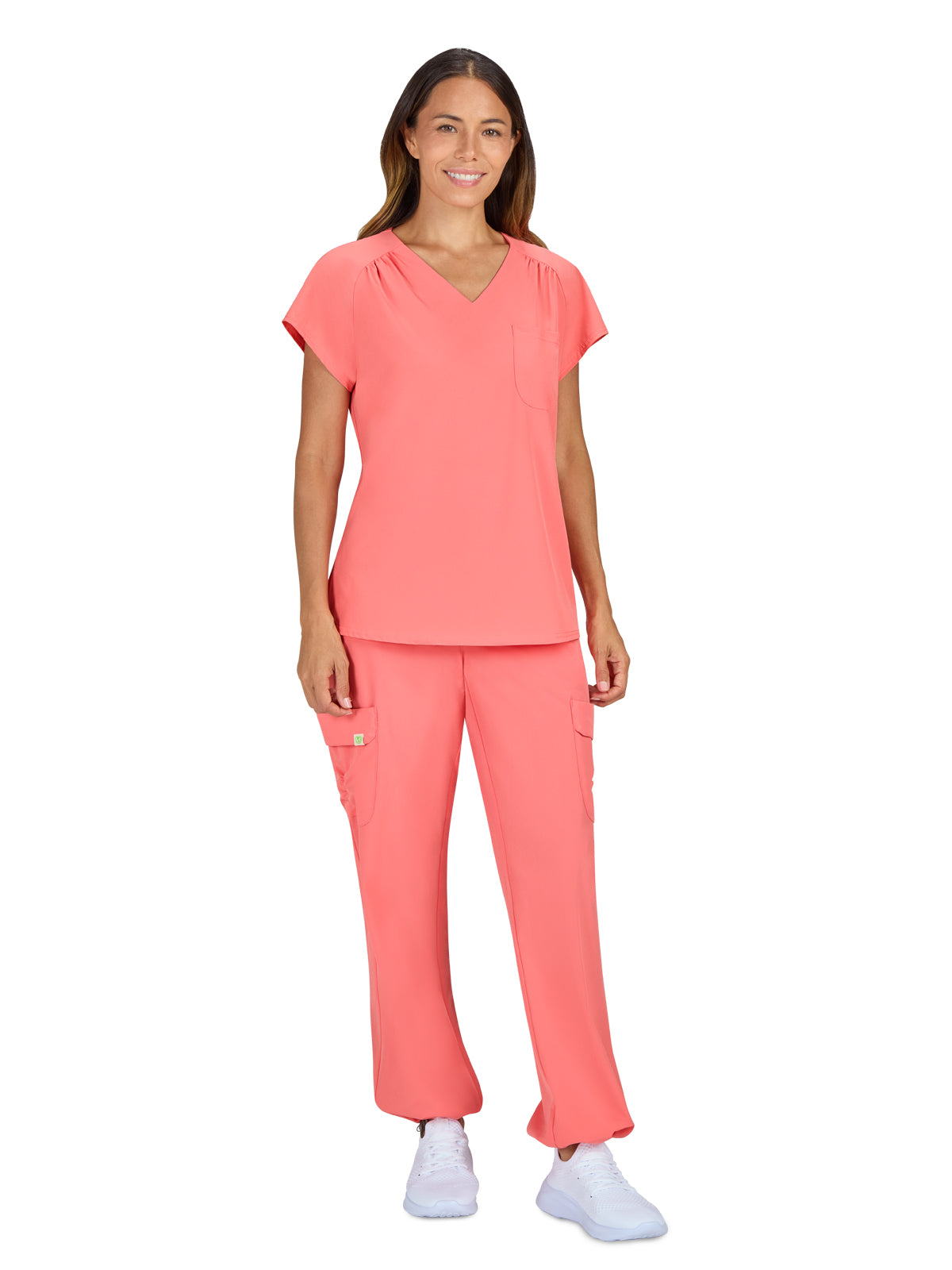 Women's 1-Pocket Heart-Shaped Neckline Eco-Friendly Kailani Top - 1118 - Sunset Coral