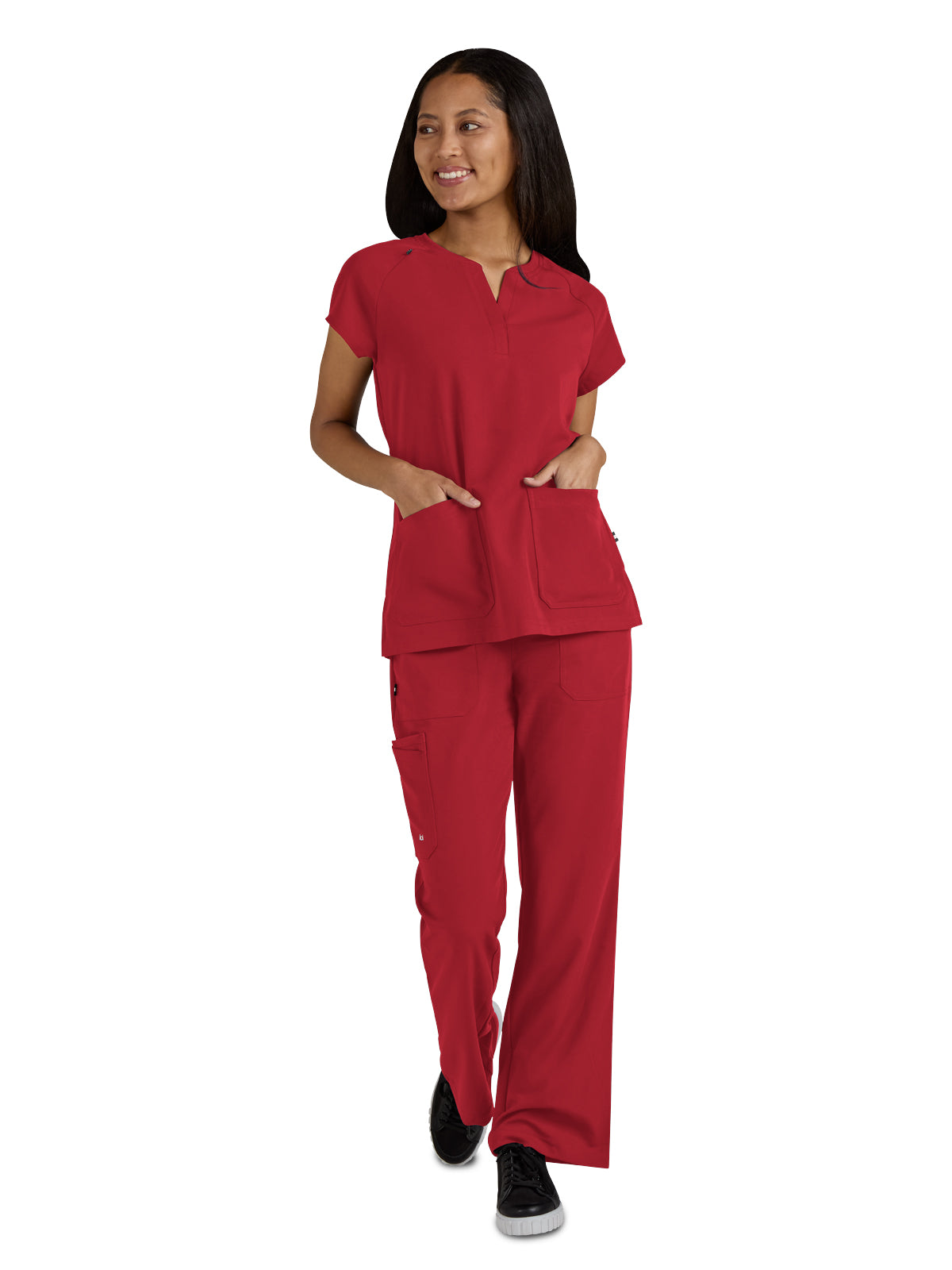 Women's Split-Neck 3-Pocket We Have Heart Top - 1124 - Ruby