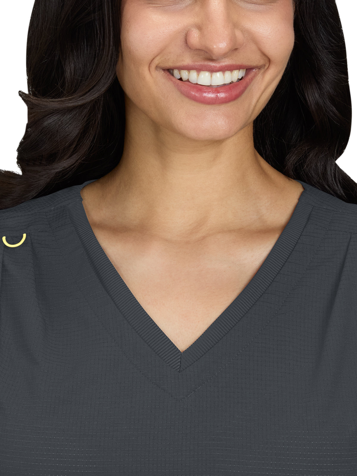 Women's Ribbed V-Neck 4-Pocket Sari Top - 1129 - Charcoal