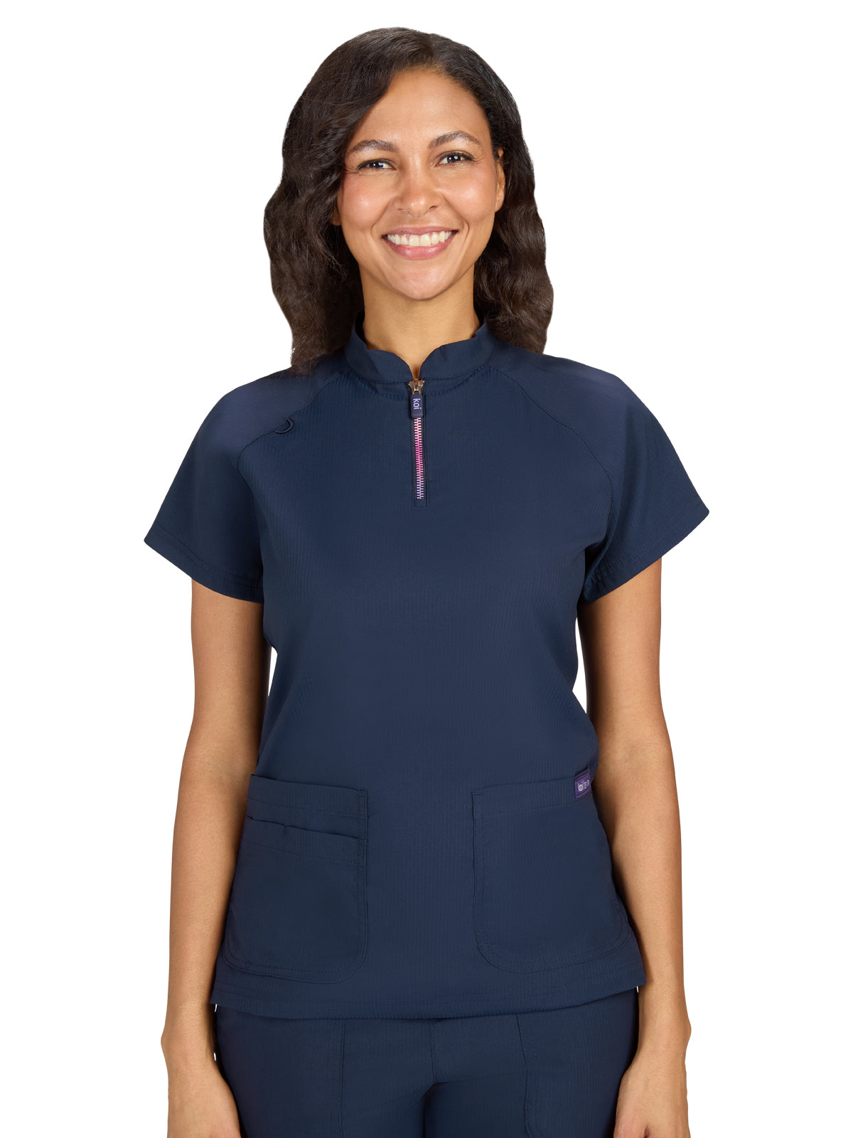 Women's 4-Pocket Ombre Zipper Neck Limited Edition Rena Top - 1130L - Navy