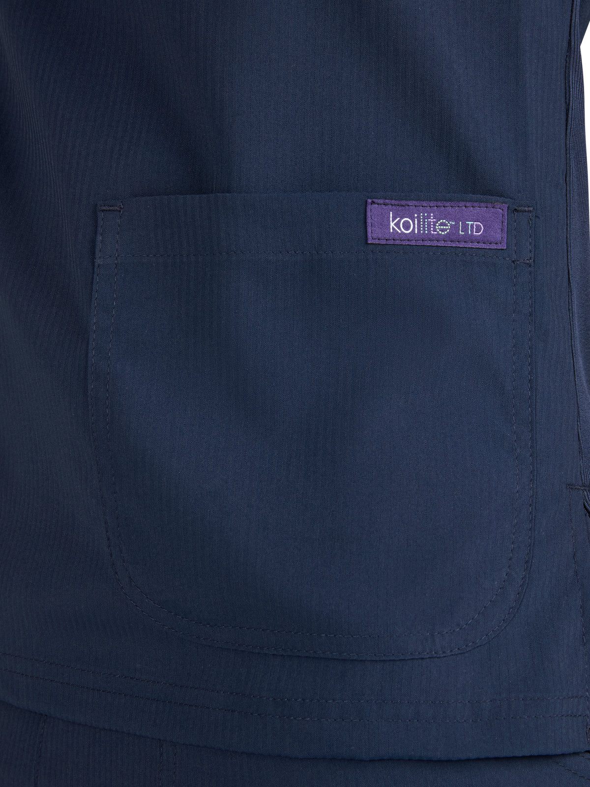 Women's 4-Pocket Ombre Zipper Neck Limited Edition Rena Top - 1130L - Navy