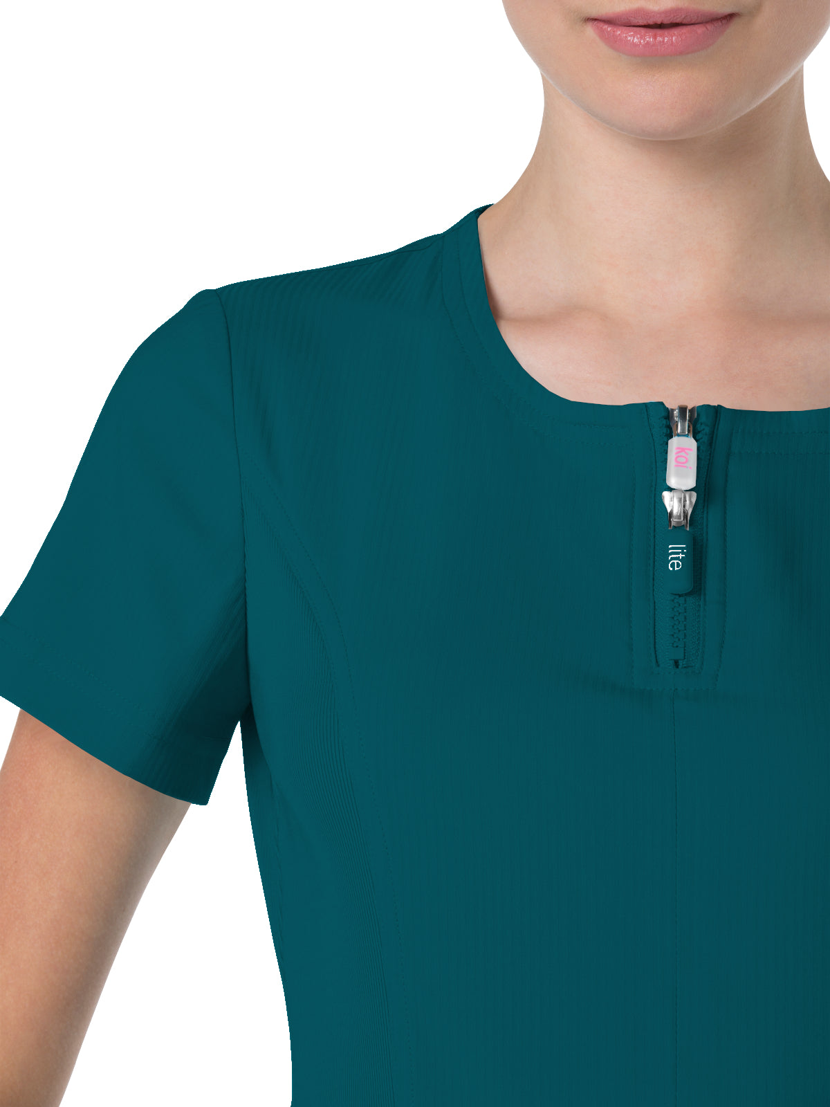 Women's 4-Pocket Zipper Neck Serenity Top - 317 - Caribbean