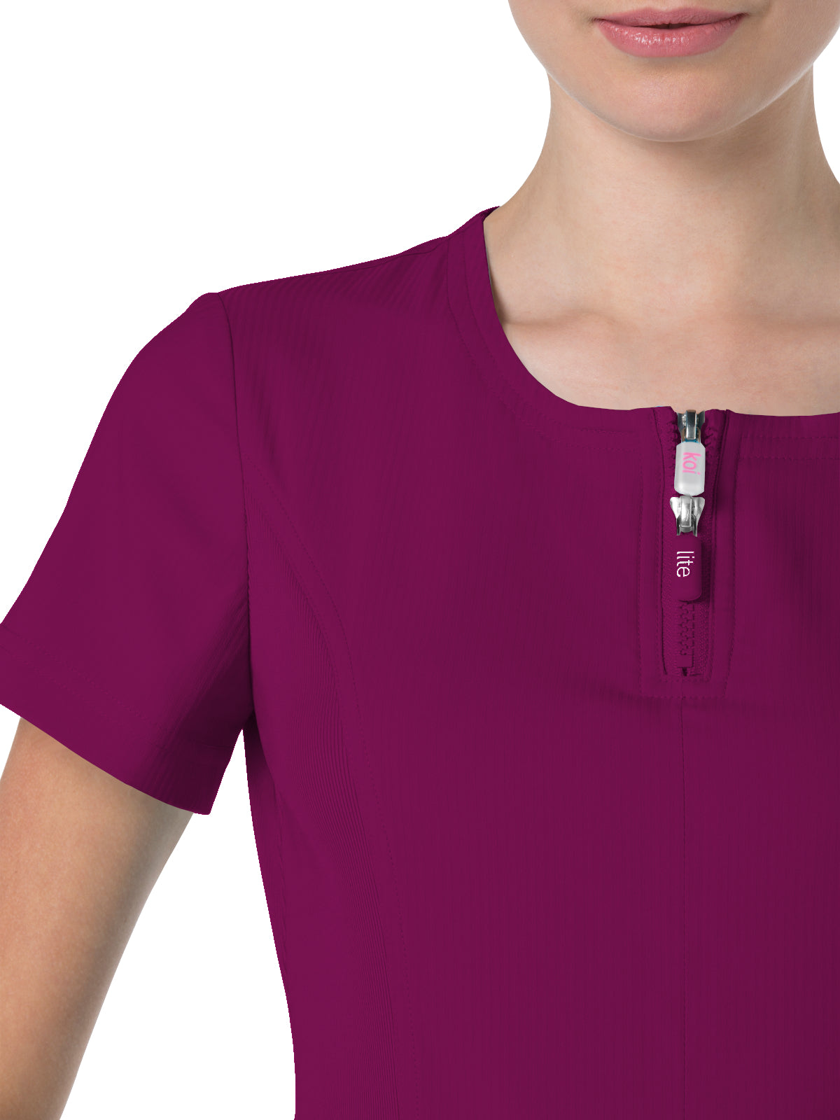 Women's 4-Pocket Zipper Neck Serenity Top - 317 - Wine