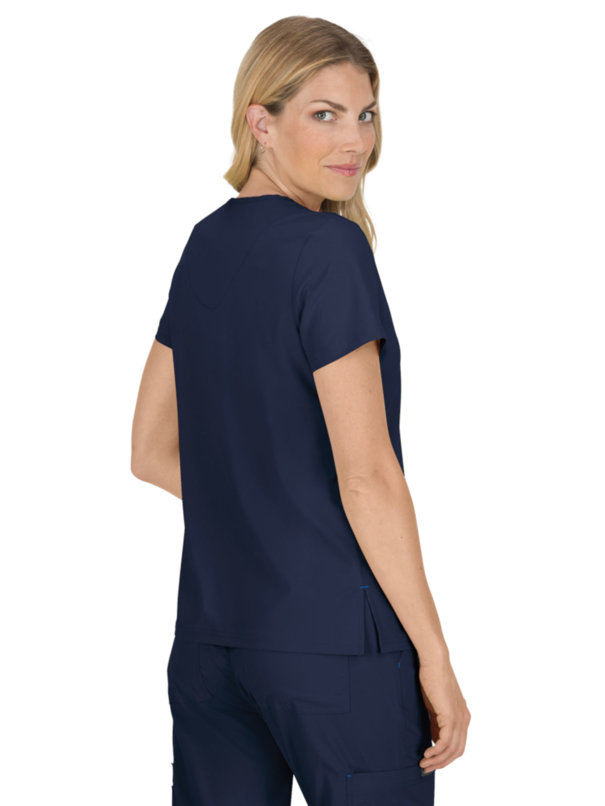 Women's 4-Pocket Stretch V-Neck Becca Top - 373 - Navy