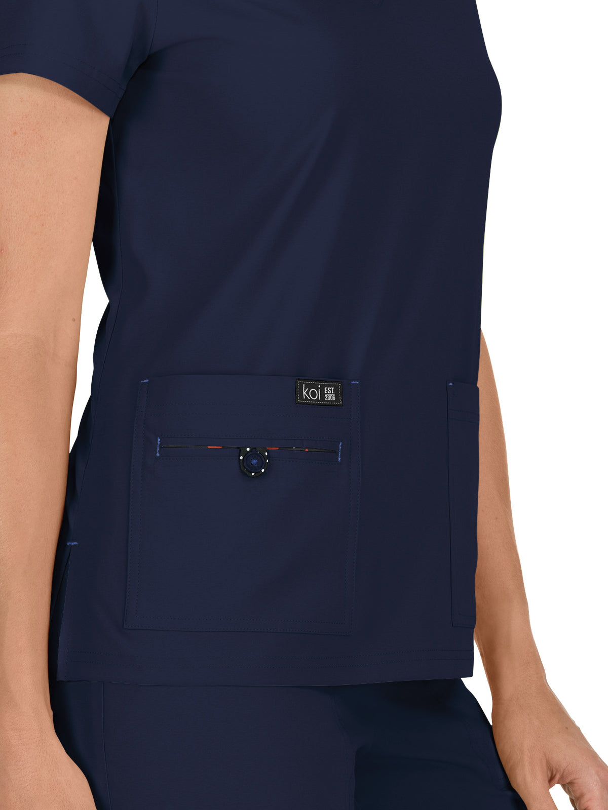 Women's 4-Pocket Stretch V-Neck Becca Top - 373 - Navy